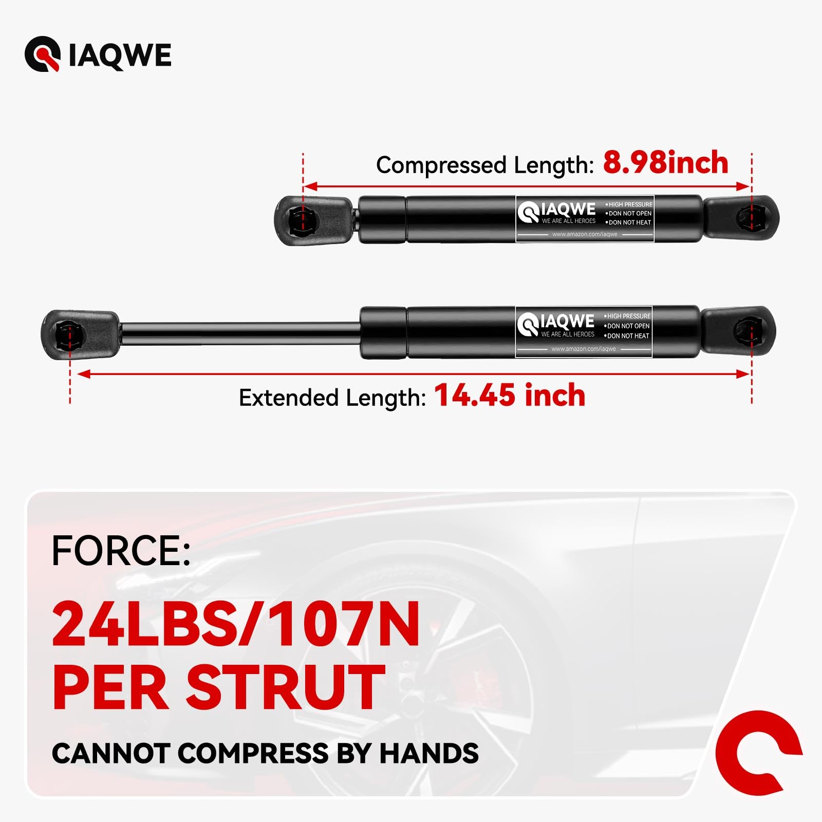 C16-04154 15 Inch 24Lbs/107N Gas Shocks Struts Sping For Are Leer Snugtop Camper Topper Shell Rear Window Truck Canopy Cap Cover