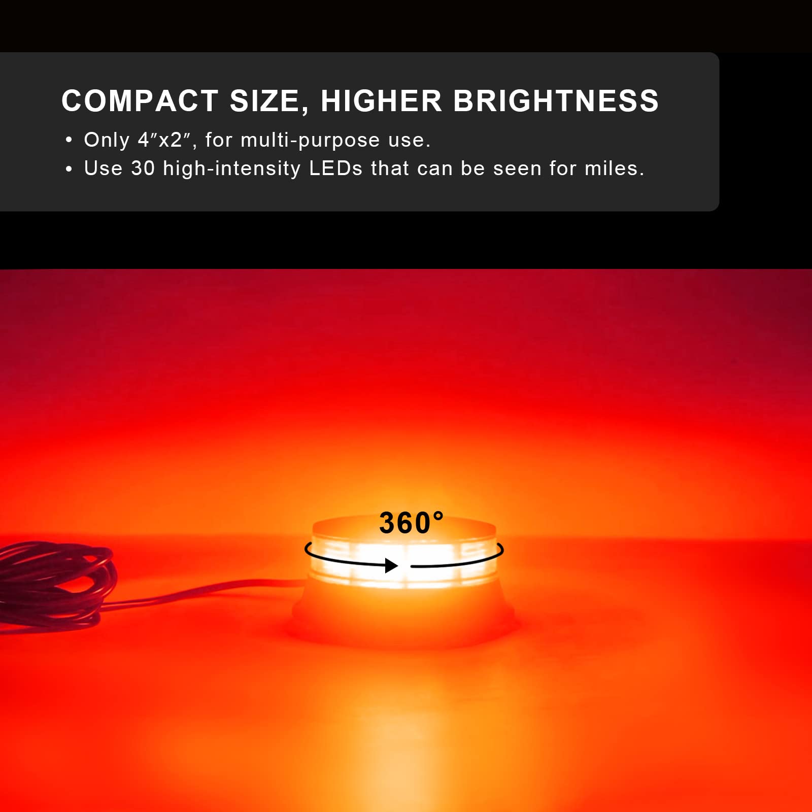 Agrieyes Red Beacon Light - 4.2" LED Emergency Strobe with 7 Flashing Modes, Magnetic Mount for Vehicles, Model AG-W16