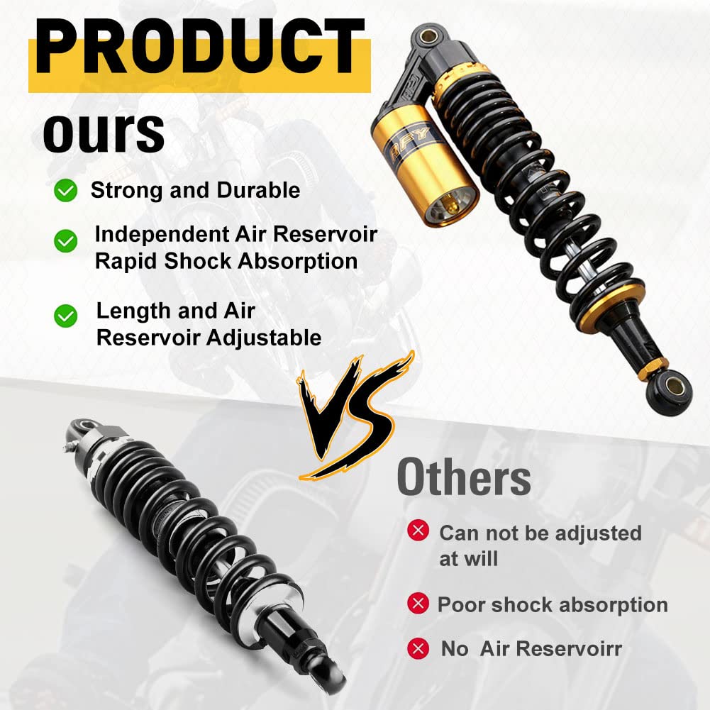 Newsmarts 2Pcs Adjustable 400Mm Motorcycle Air Shock Absorbers Universal Fit For Honda For Suzuki For Yamaha For Kawasaki Atv Go