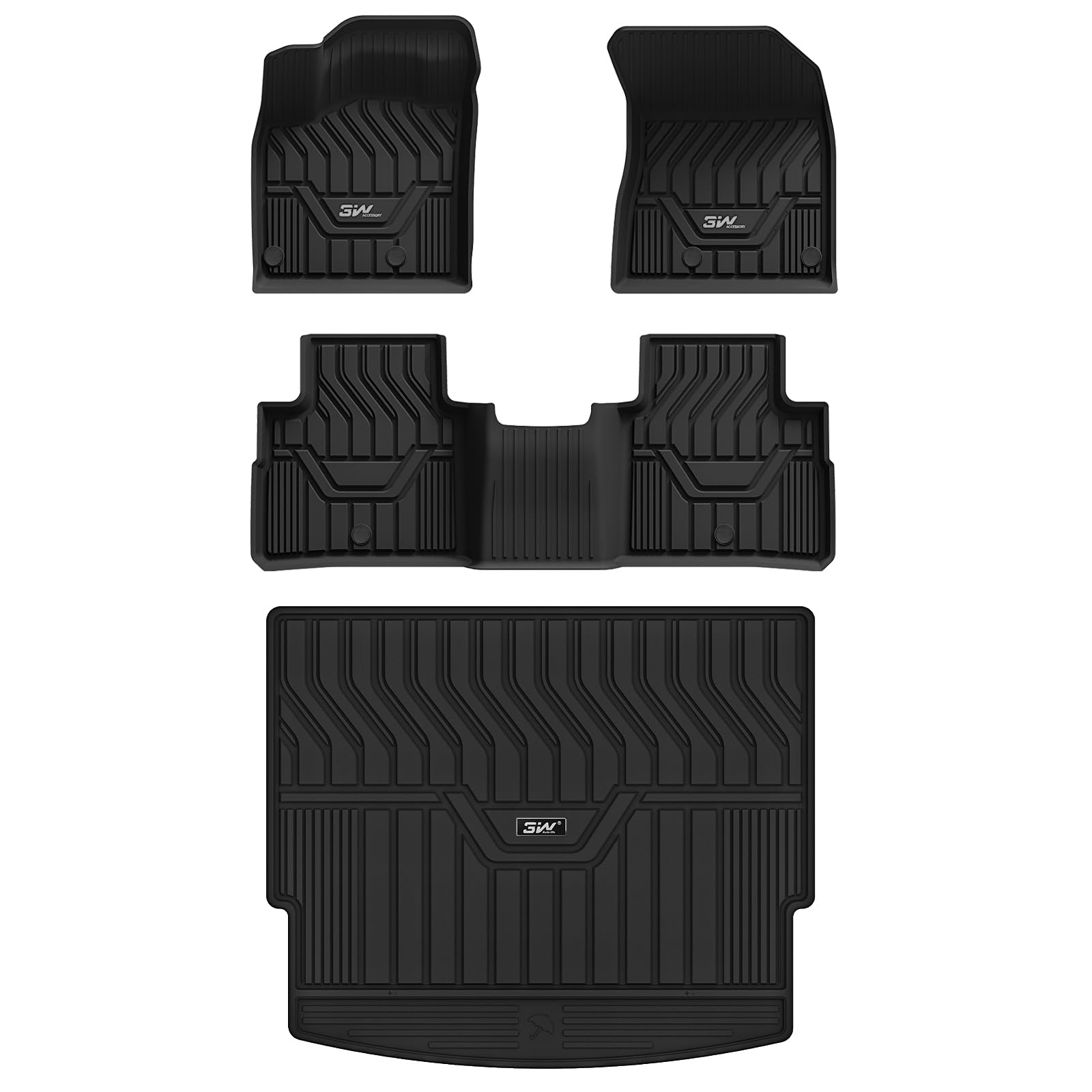 3W Floor Mats & Cargo Mats For 2021-2023 Nissan Rogue, Custom Fit Tpe All Weather Floor Liner Full Set 1St And 2Nd Row Car Mats 