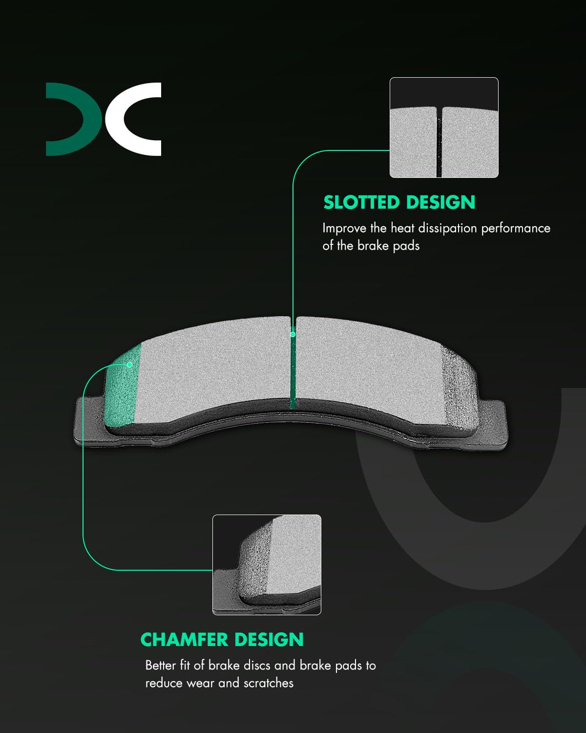 Scitoo D824 Ceramic Brake Pads Sets - Front Replacement For Ford Excursion 2000-2005, F-250 Super Duty 1999-2004, F-350 Super Du