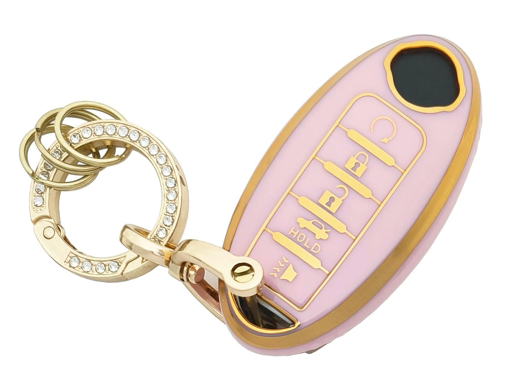 Key Fob Cover Case Shell Keychain For Nissan Altima Sentra Rogue Pathfinder Murano Armada Maxima Versa Pink (For Nissan A)