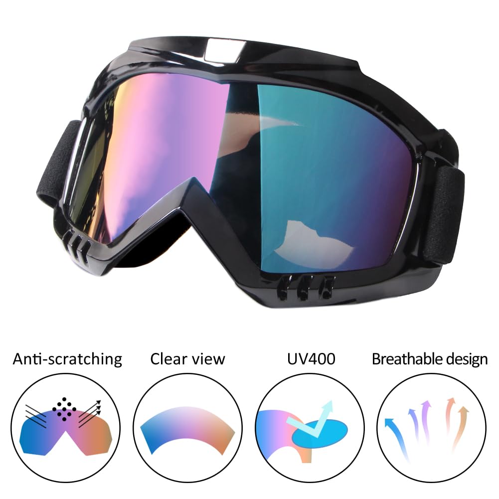 ATV Goggles Dirt Bike Goggles 2-Pack Motorcycle Goggles For Men Women Motocross Goggles Bike Riding Goggles Offroad Goggles Ski