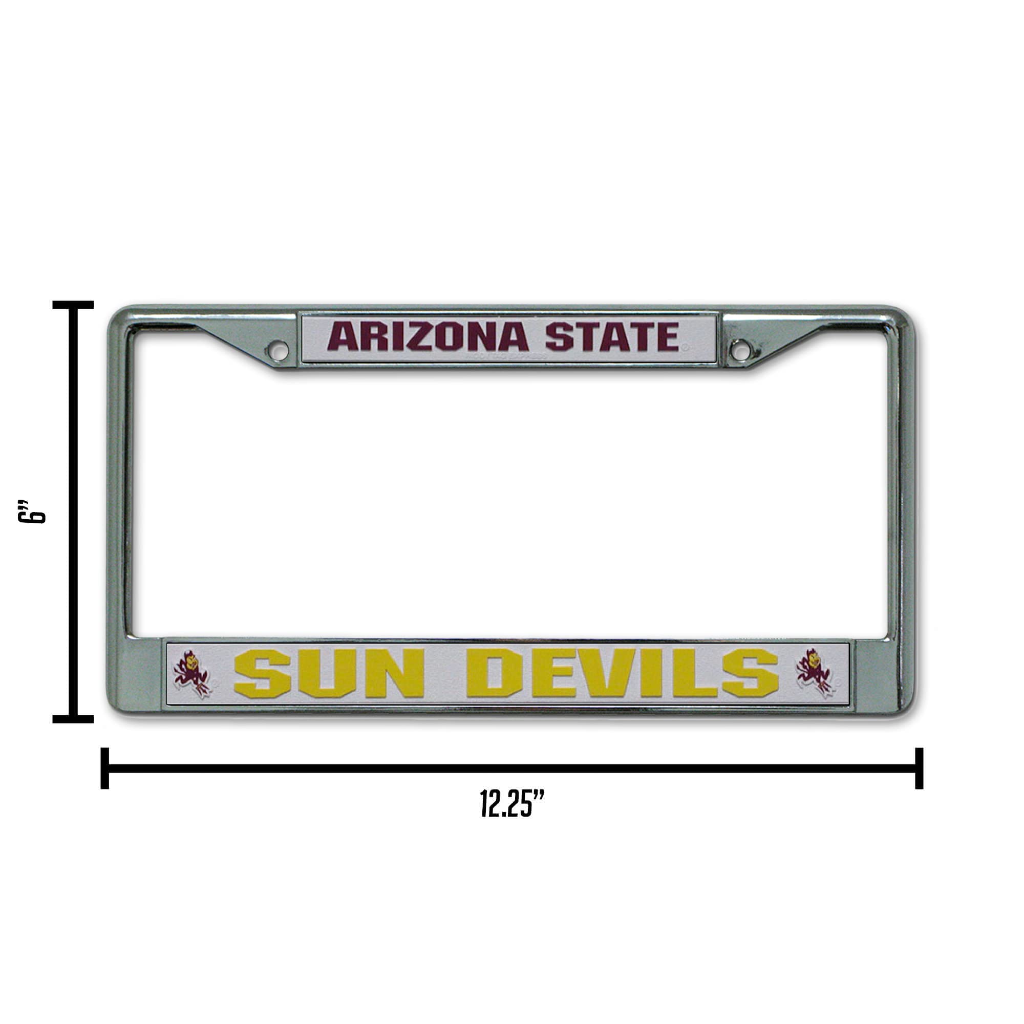 Rico Industries Ncaa Arizona State Sun Devils Standard Chrome License Plate Frame , 6 X 12.25-Inches