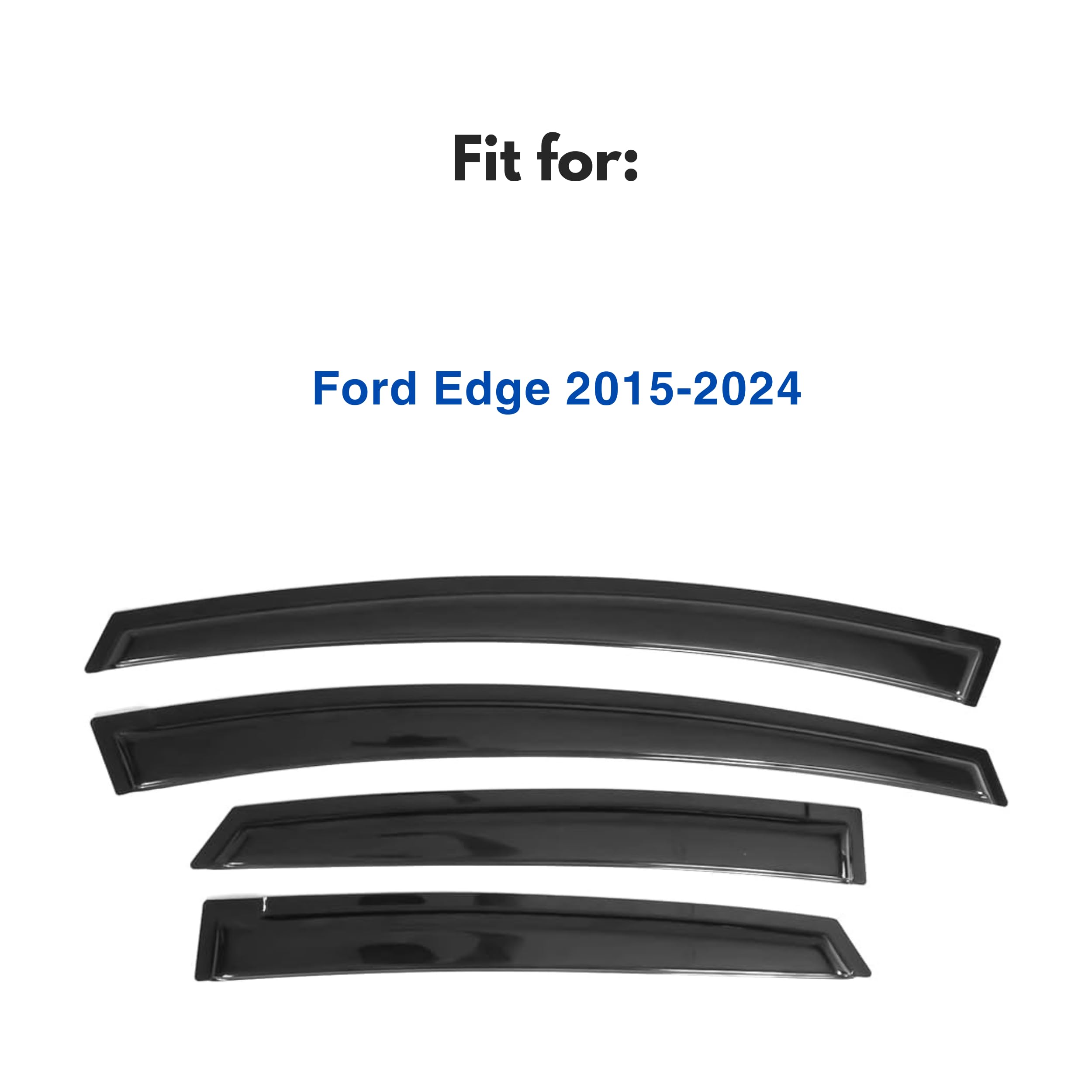 Ig Window Visor For Ford Edge 2015-2024, Rain Guard Tape-On Extra Durable Sun Wind Side Vent Window Deflector, 2015 2016 2017 20
