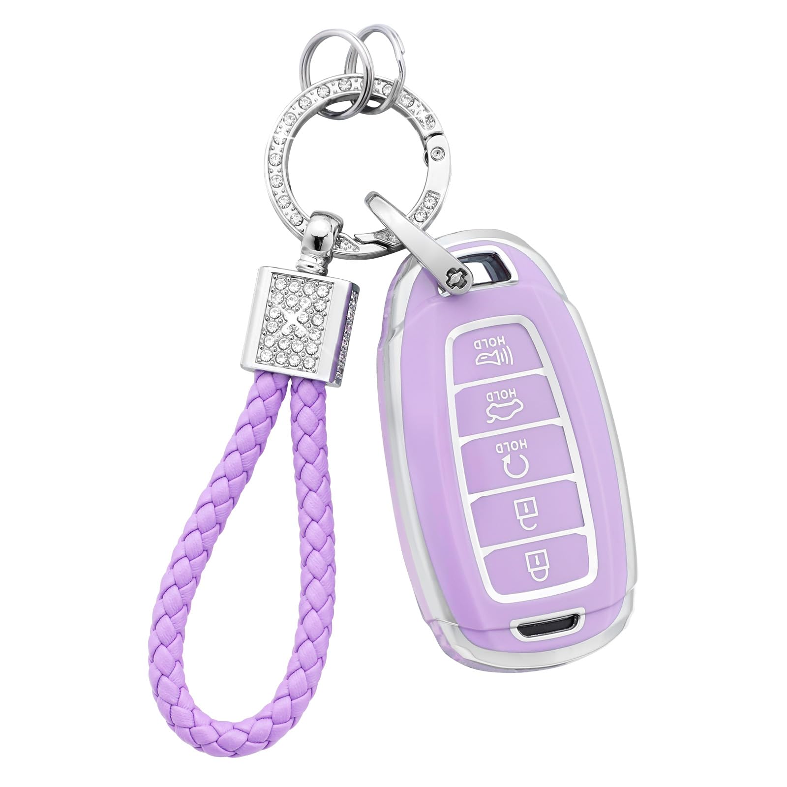 PIFOOG Elantra Key Fob Cover Fit for Hyundai 2023 2022 2021 Palisade 5 Button Car Keys Case Shell Protector Full Covers Bling Ke