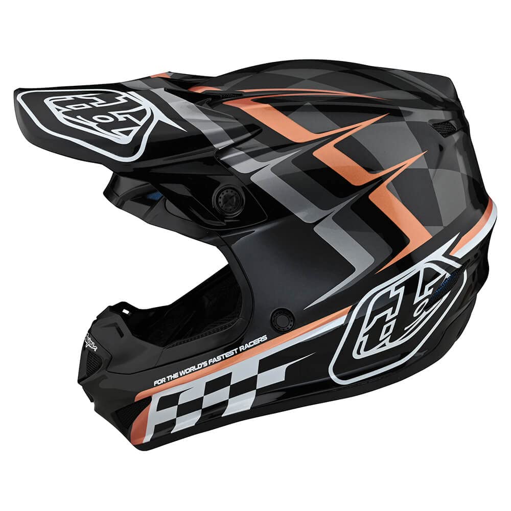 Troy Lee Designs SE4 Helmet for Motocross MX SE4 POLYACRYLITE Helmet; Warped Black/Copper SM