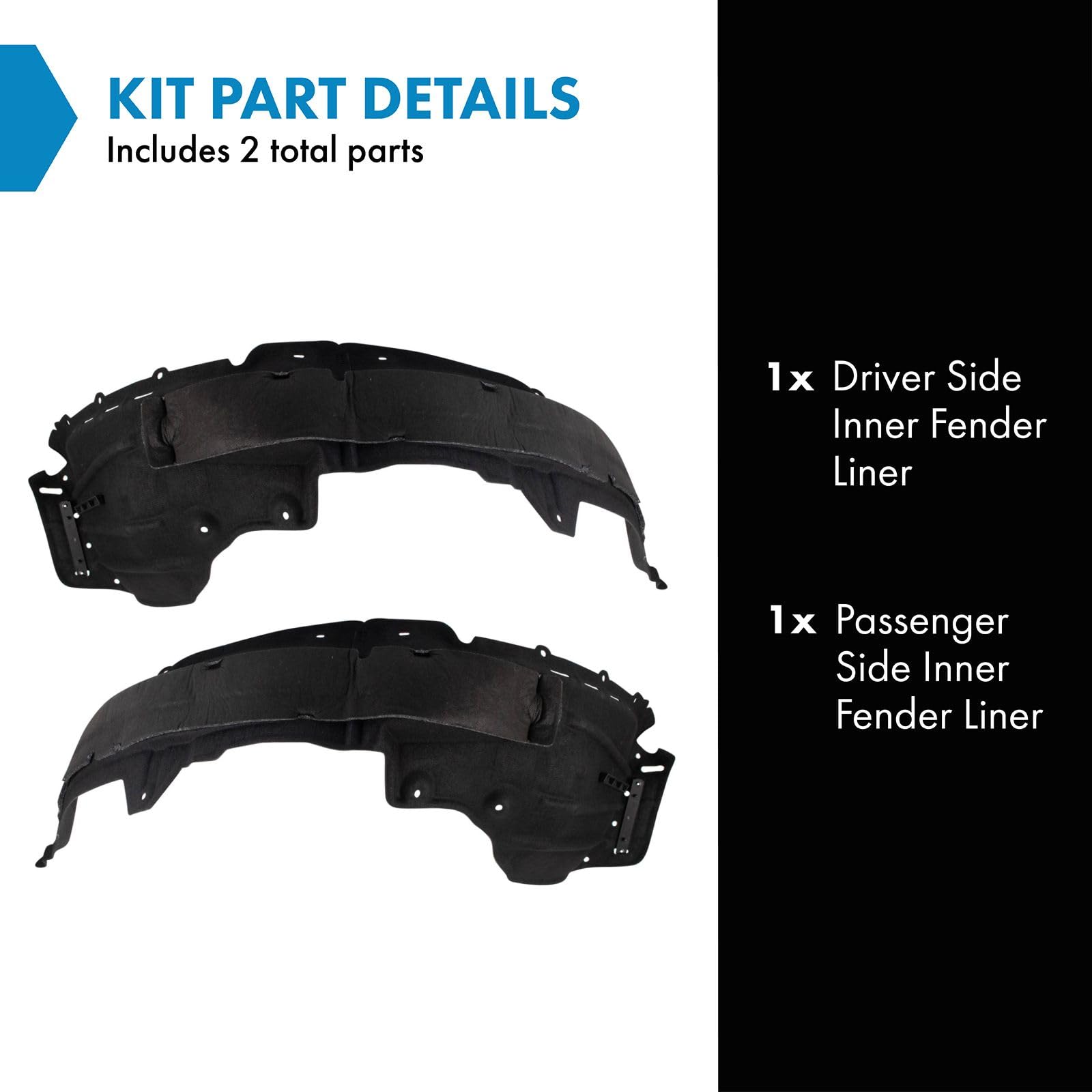 Trq Inner Fender Liner Set Compatible With 2018-2019 Lexus Nx300 Nx300H Lx1248139 Lx1249139