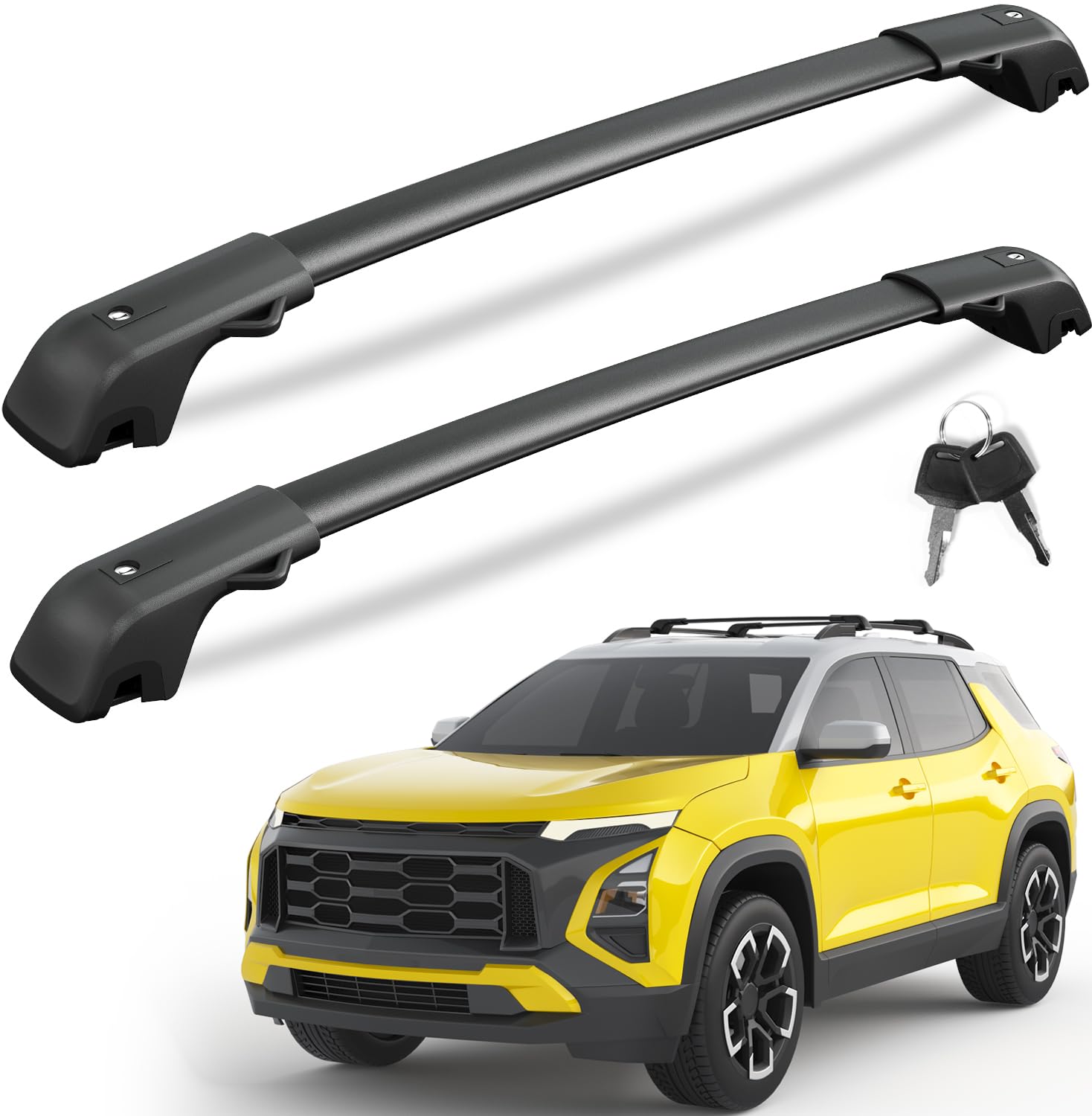Kinggeri Lockable 220Lbs Roof Rack Cross Bars Compatible With Chevrolet Chevy Equinox 2025(Not For Ev) With Raised Rails, Alumin