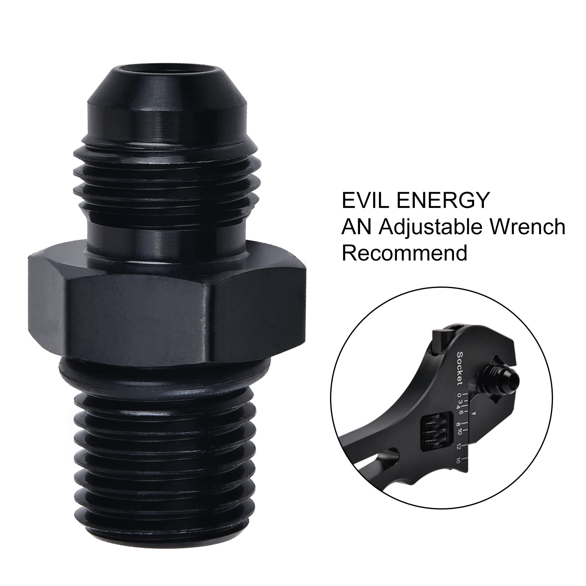 Evil Energy 6An Male Flare To M14 X 1.5Mm Male Metric Fitting Adapter Aluminium Alloy 2Pcs