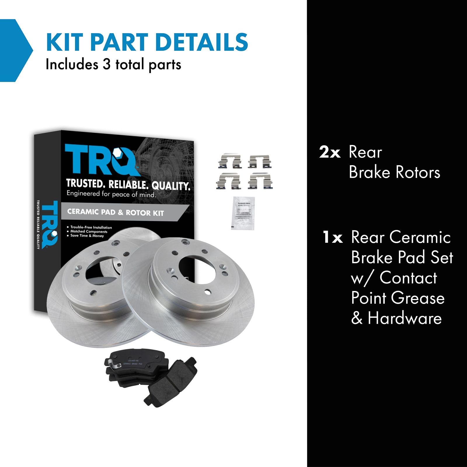 TRQ Rear Brake Pad & Rotor Kit Brake Pads Brake Rotor Ceramic Compatible with 2012-2017 Hyundai Azera 2011-2015 Sonata Kia Optim