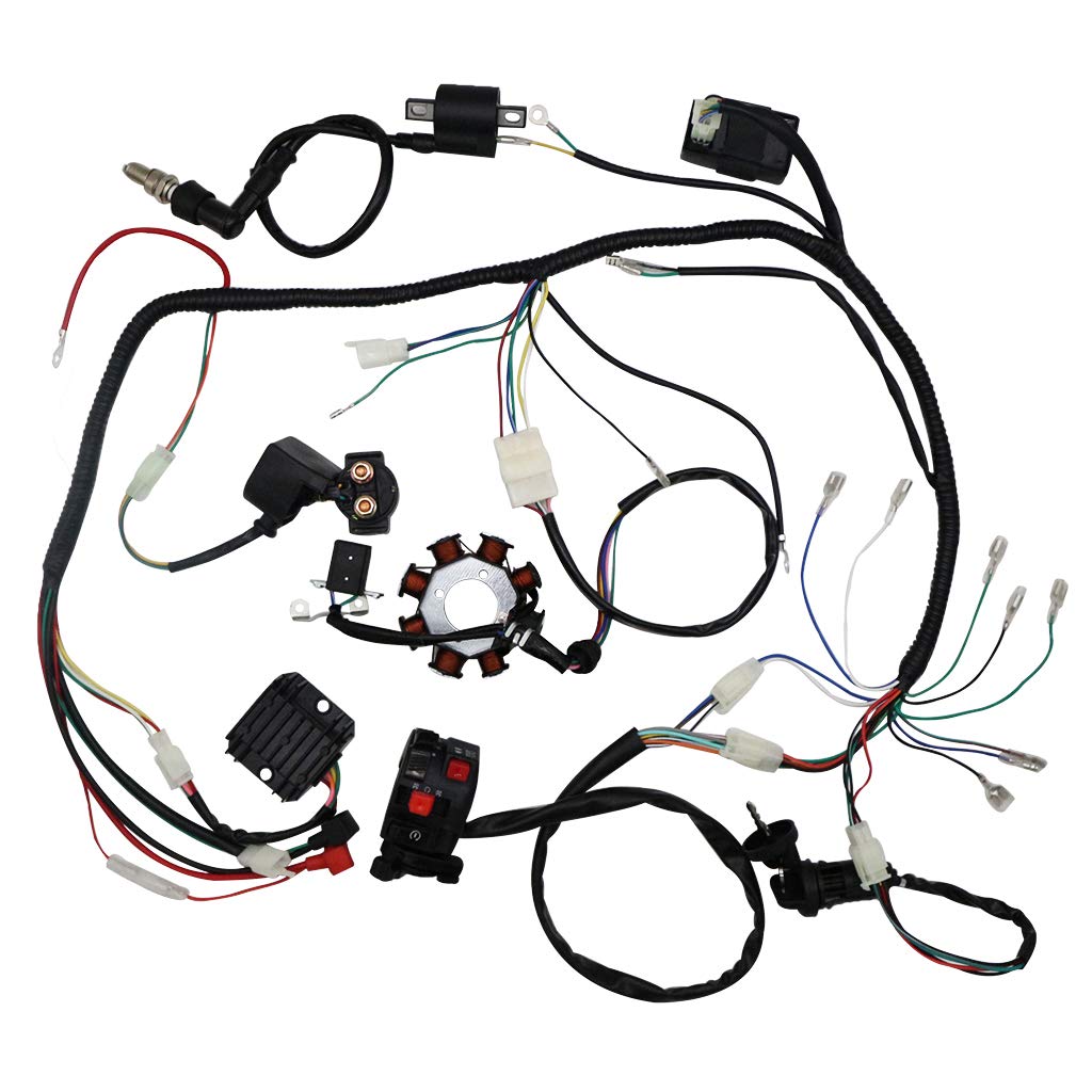 OTOHANS AUTOMOTIVE Electrically Complete Stator Coil CDI Wiring Harness, Full Copper Wire, 4-Stroke ATV QUAD 150cc-300cc, Black