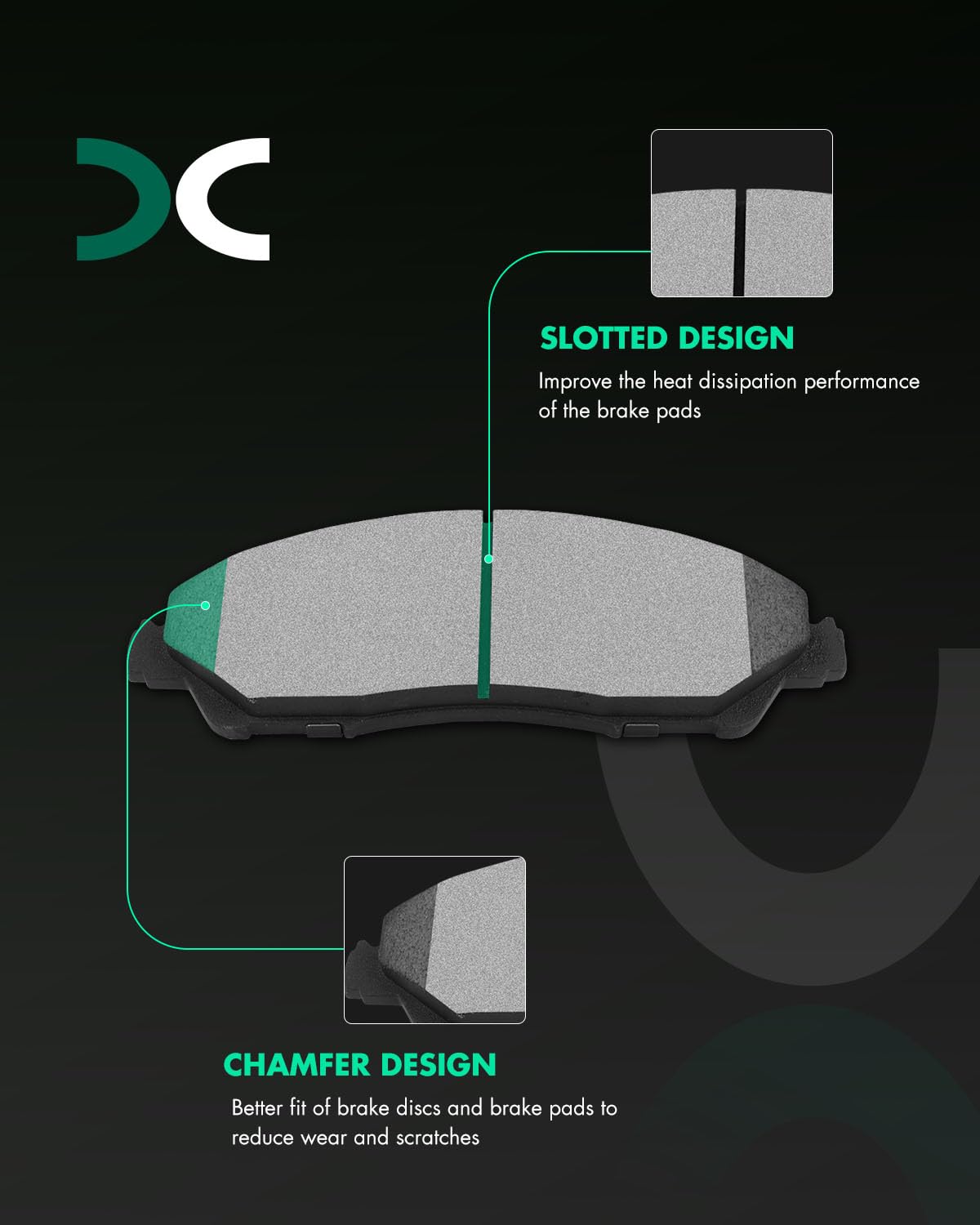 Scitoo D1723 Ceramic Brake Pads Sets Front W/Hardware Replacement For Acura For Mdx 2014-2020,For Honda For Pilot 2016-2022,For
