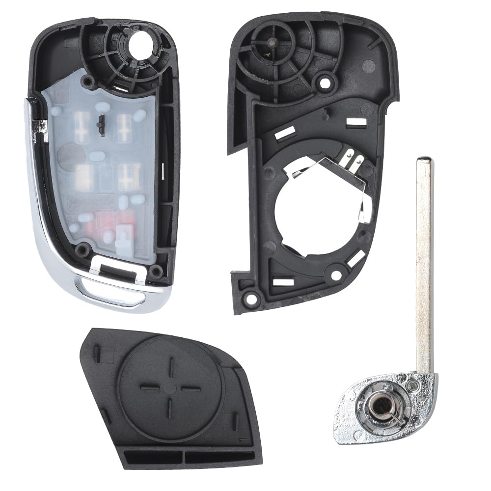 Keyecu 5 Button Flip Remote Key Shell Case for Chevy Camaro, Cruze, Equinox, Malibu - Plastic, OHT01060512, 13500222, 13504200