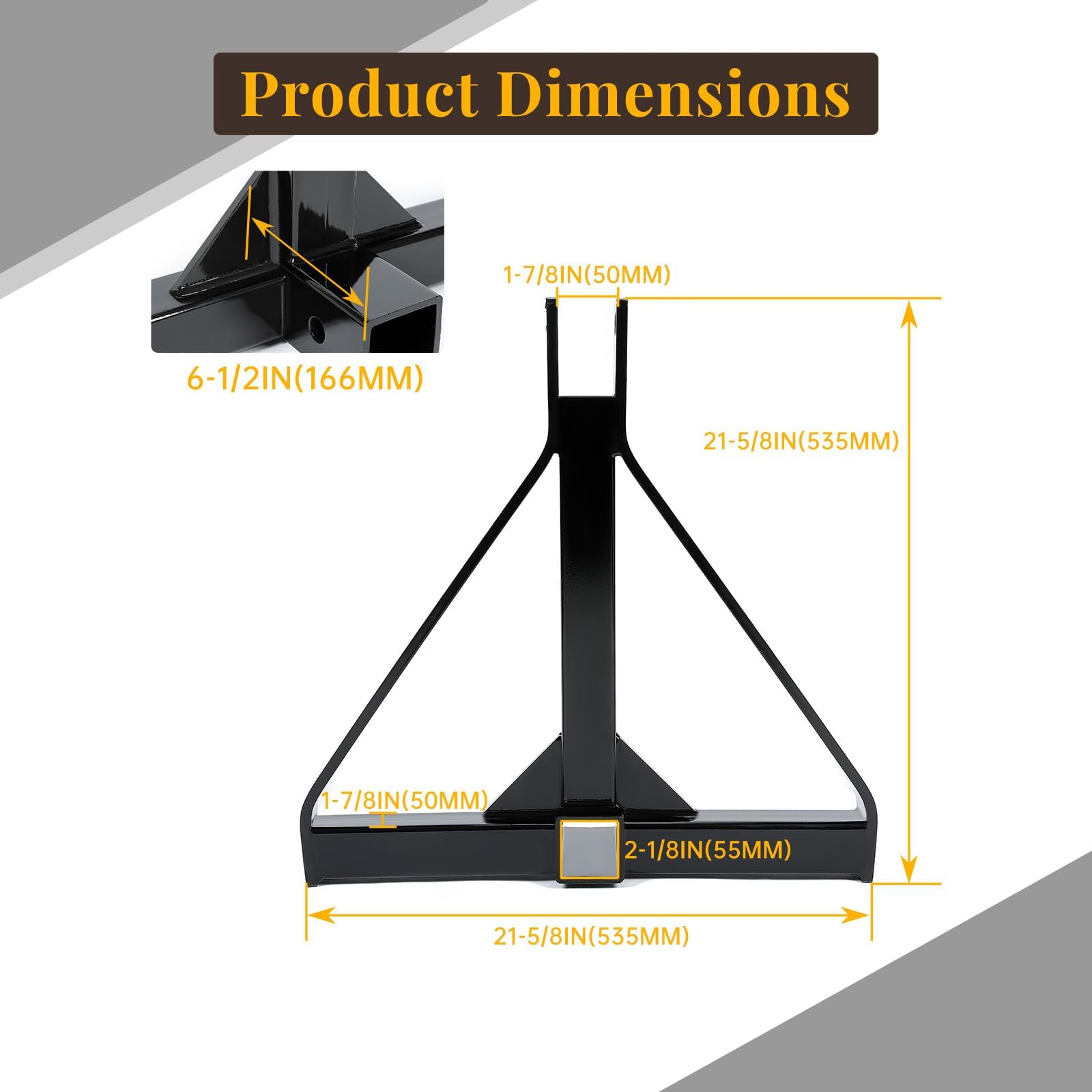 7Blacksmith 3 Point 2 Receiver Trailer Hitch Category 1 Tractor Tow Drawbar Adapter For Bx Kubota, John Deere, Lm25H Wlm Tractor, Nortrac, Kioti, Yanmar, Cat