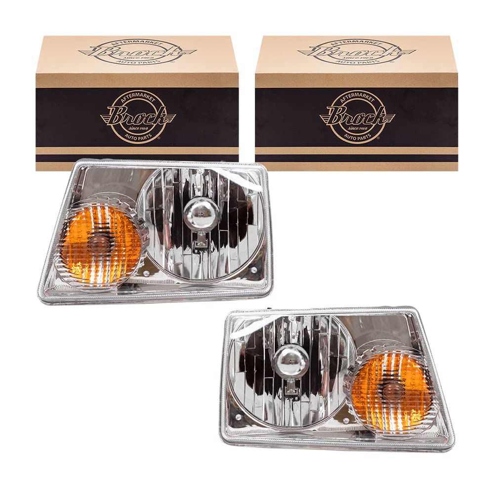 Brock Headlights Compatible with 2001-2011 Ranger Pickup Truck Replacement Driver and Passenger Headlamps 6L5Z13008BA 6L5Z13008A