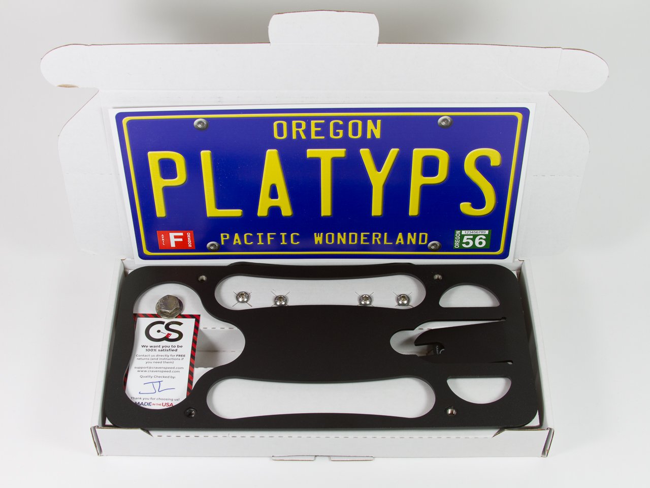 CravenSpeed Platypus License Plate Mount for Porsche 911 (2012-2019) - Stainless Steel & Aluminum, Black, No Drilling, Easy Install