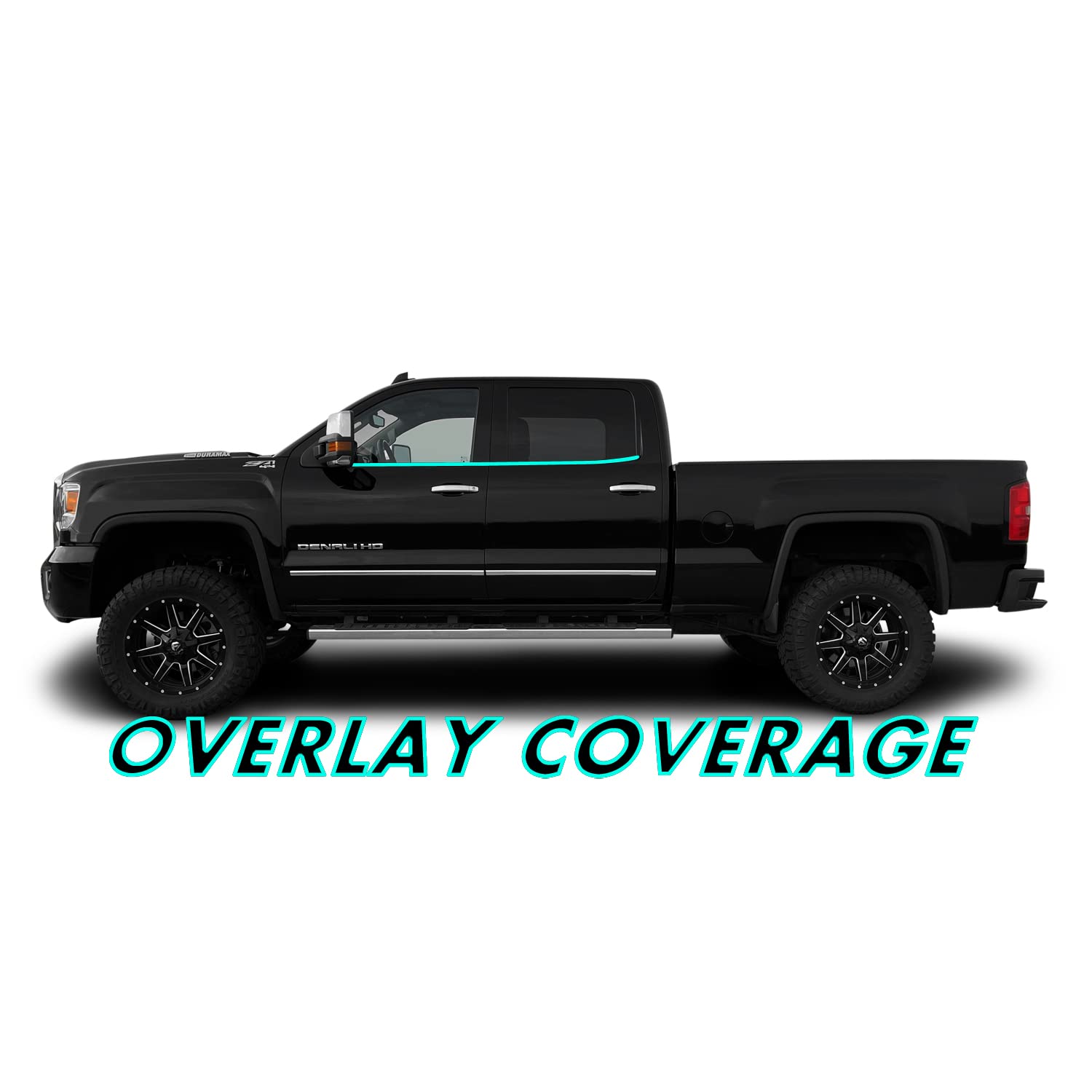 SlickMod Chrome Delete Blackout Vinyl Overlay for 2014-2019 GMC Sierra Window Trim, Gloss Black, 1. Window Trim