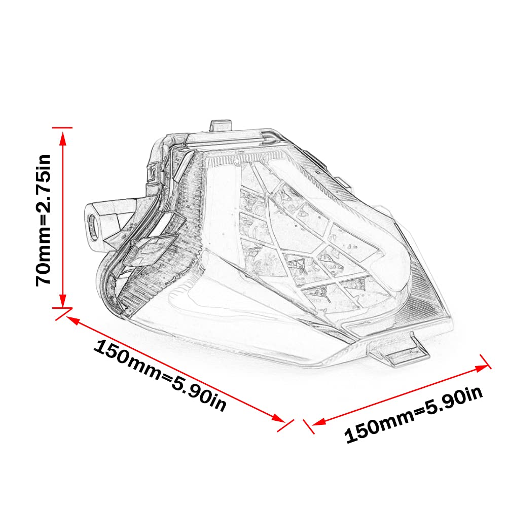 MZS Motorcycle Tail Light & LED Turn Signal Blinker - Compatible with MT07, FZ07, R3, R25, MT-03, MT-25 - Smoke Color