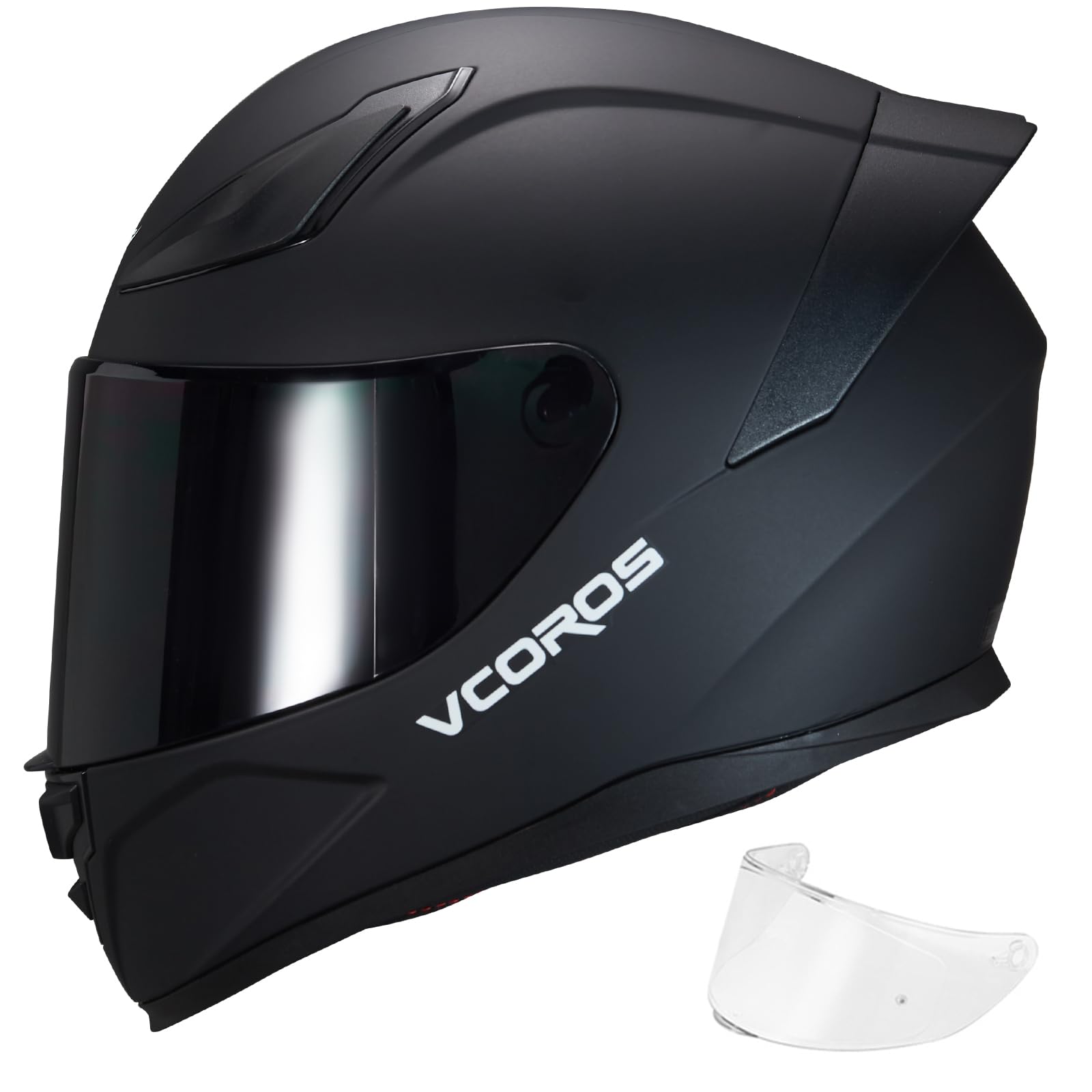 VCOROS Full Face Motorcycle Helmet for Unisex-Adults DOT Approved WS-609 Motorbike Street Bike Racing Helmets with Visor(Matte B
