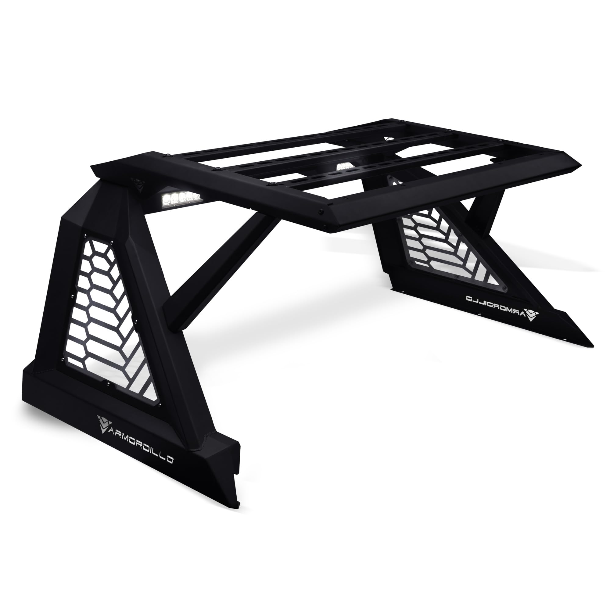 Armordillo Crx Roll Bar Chase Rack For 1/2 Ton Full Size Trucks|With Cargo Basket|2X Led Light Lamps|04-24 F150 F-150|07-18 Silv