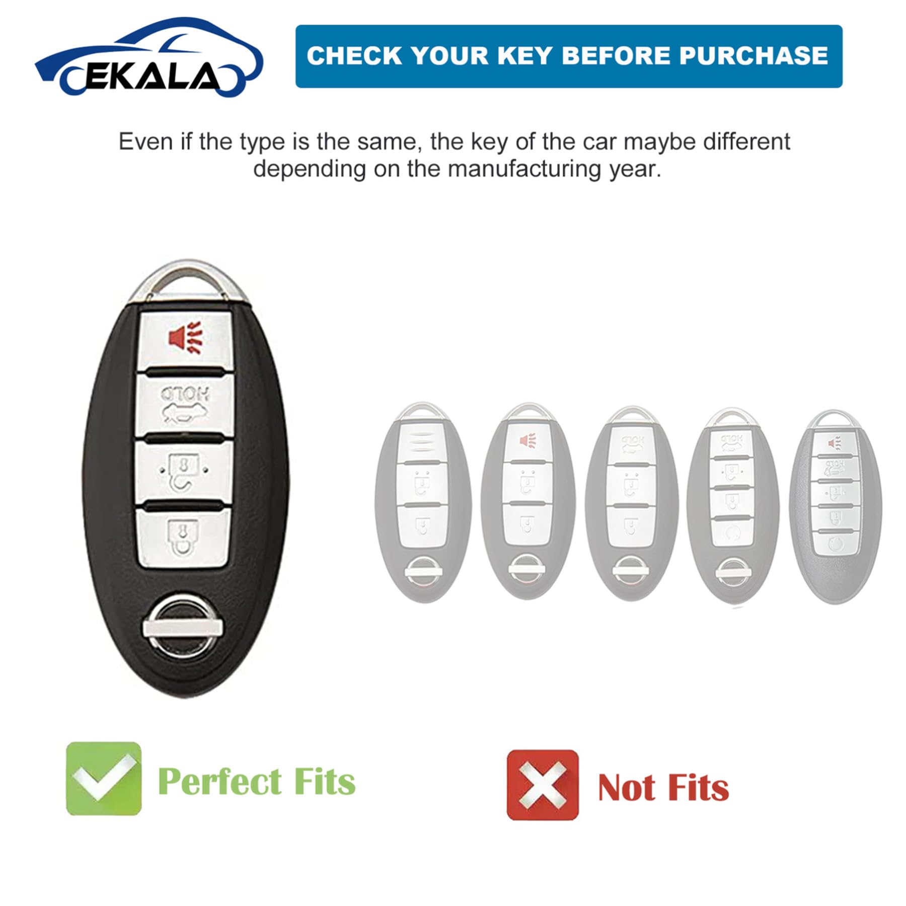 EKALA for Nissan Key Fob Cover Soft TPU Key Shells with Bling Keychain Fit for Nissan Altima Armada Maxima Sentra Rogue Pathfind