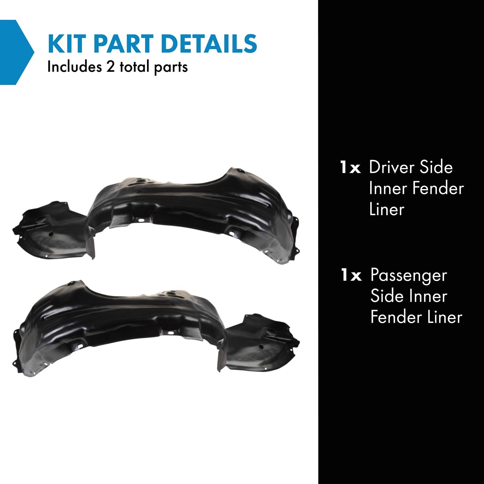 Trq Inner Fender Liner Set Compatible With 2002-2003 Toyota Solara To1248122 To1249122
