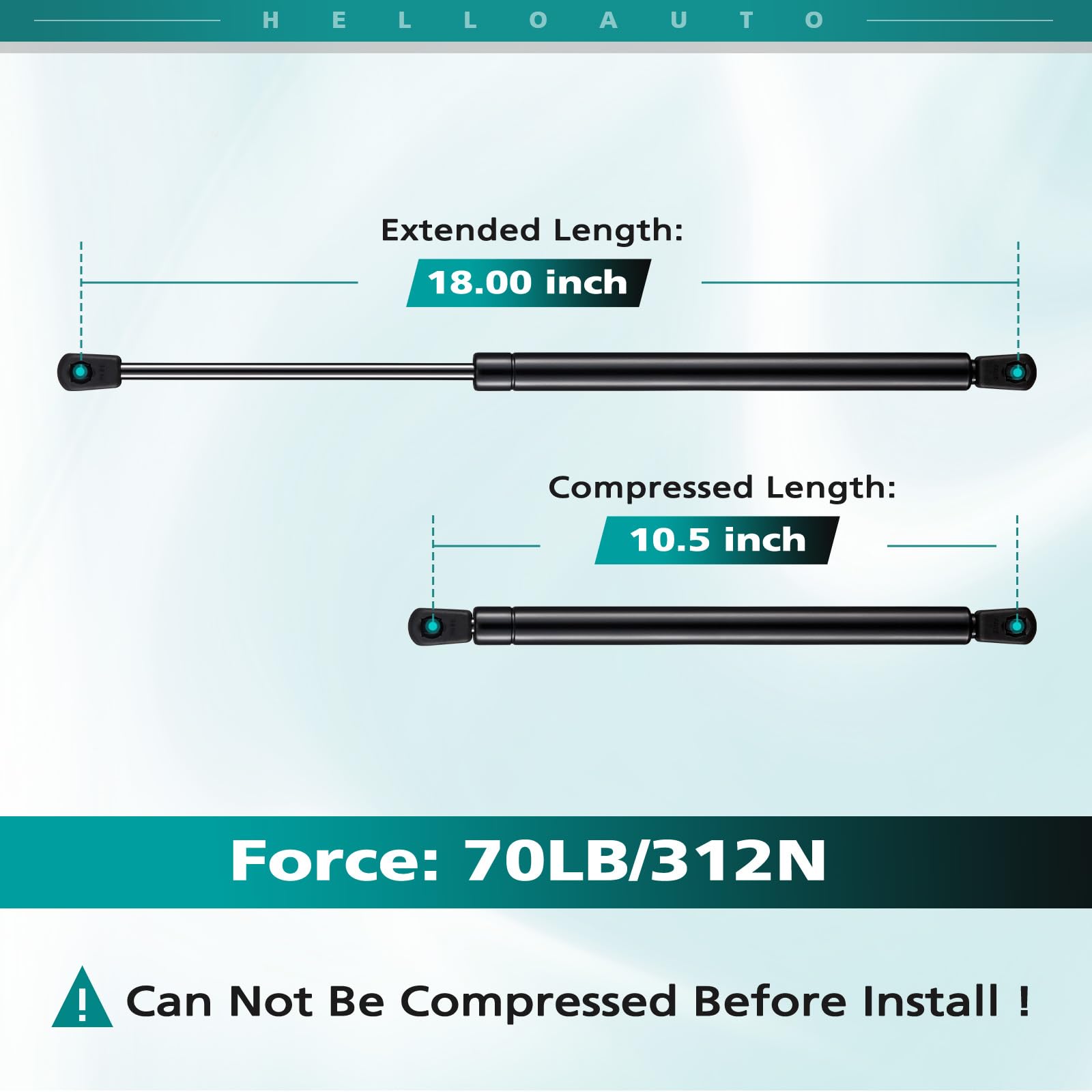 HelloAuto SE180P70 18 inch 70lb/300N Gas Strut Spring Shock for Leer are Camper Shell Window, Snugtop Truck Pickup Topper Cap Ca