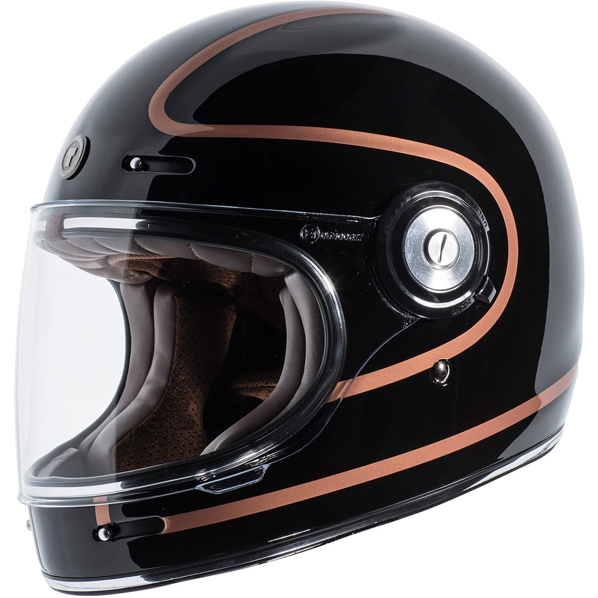 Torc T1 Unisex-Adult Retro Full-Face-Helmet-Style Motorcycle (Copper Pin Gloss Black, Large)