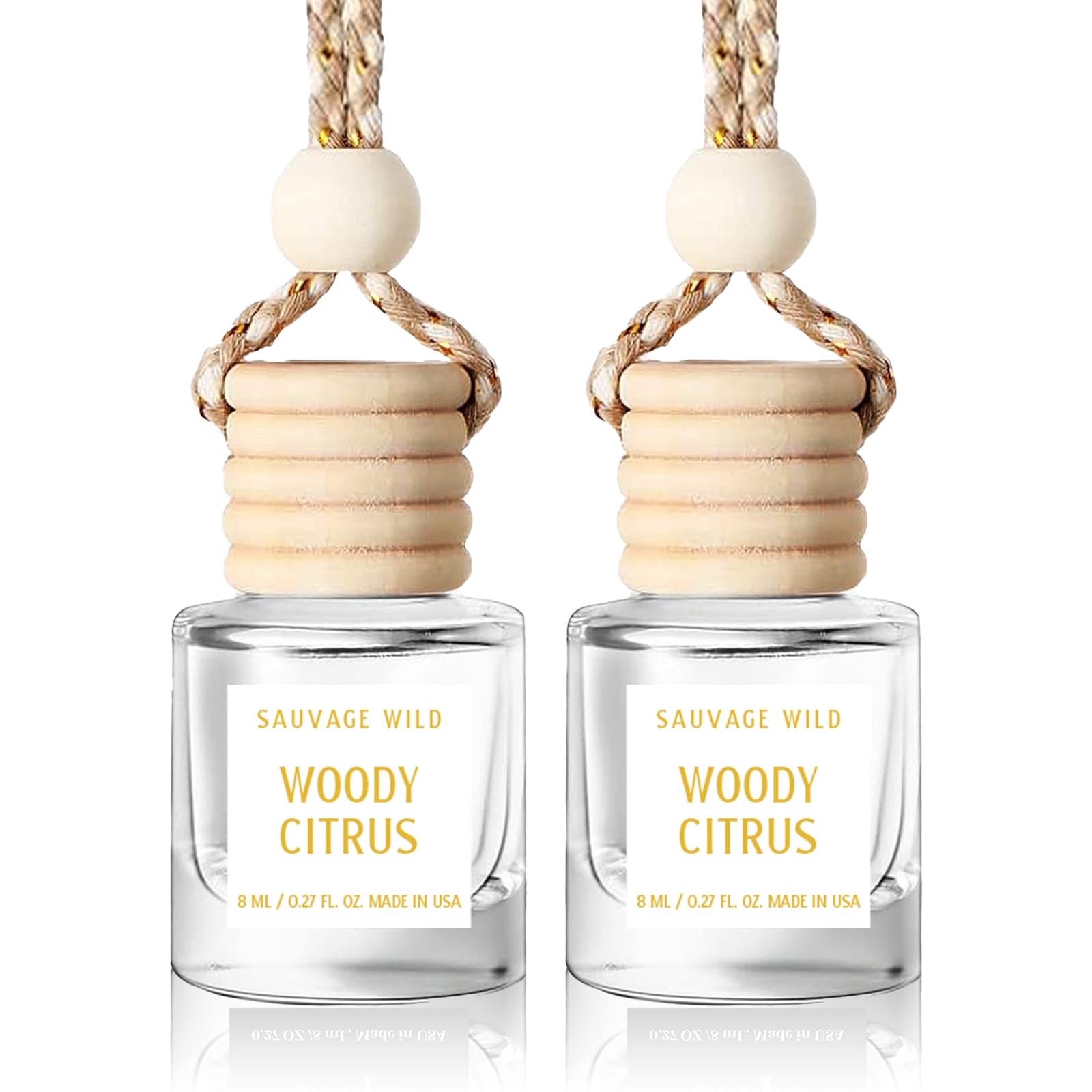 Car Air Freshener Diffuser 2 Pack, Hanging Air Freshener Woody Citrus Essential Oil Diffuser, Car Fresheners For Women And Men,