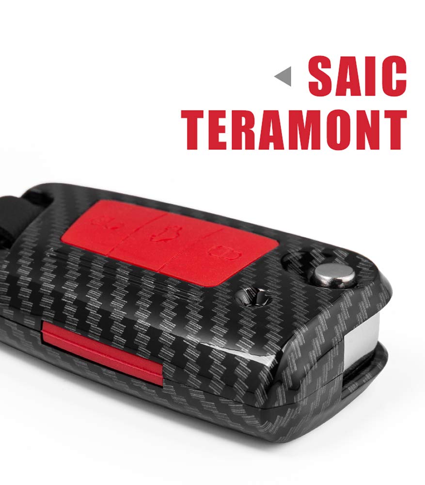 SANRILY 1 Pcs Red Flip Key Cover Case for Volkswagen Jetta Passat Golf Beetle GTI Tiguan EOS Keyless Keychain Holder Stylish ABS