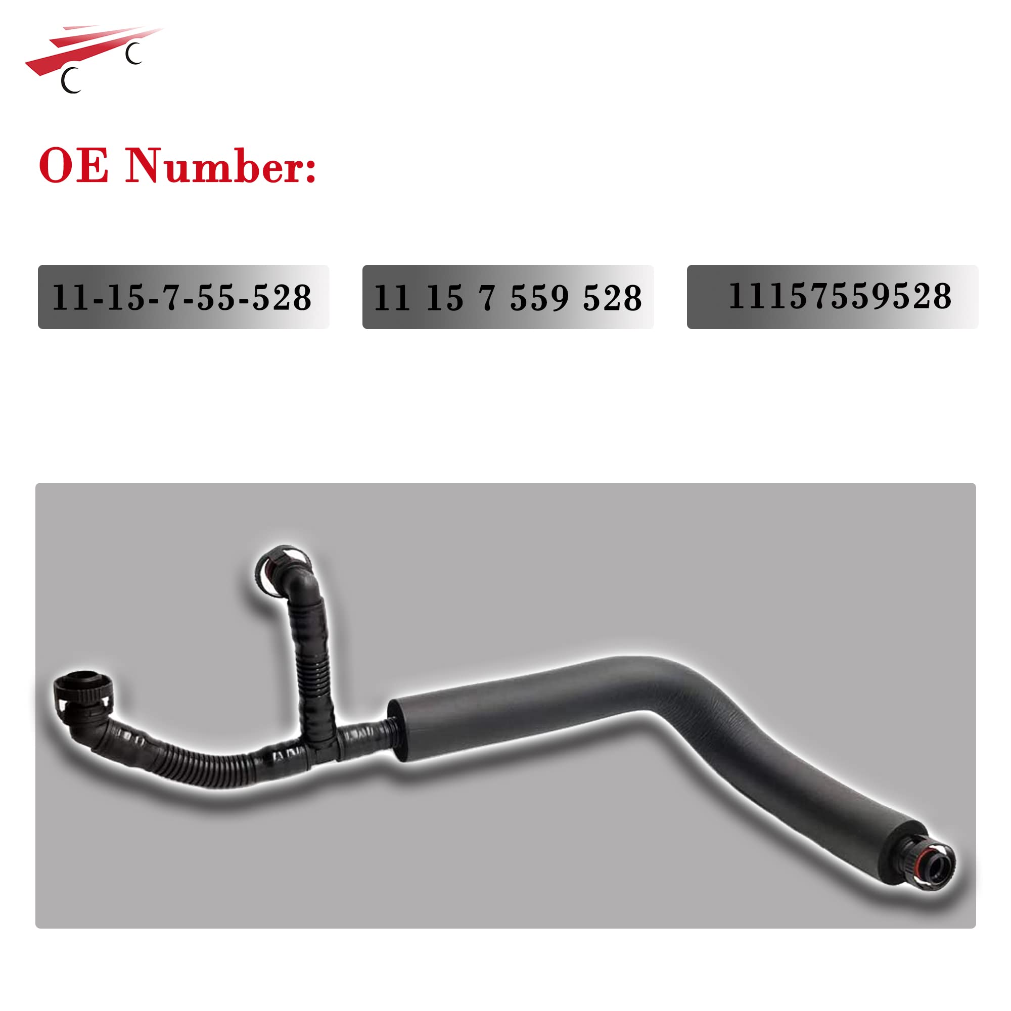 OKAY MOTOR 3-Way PCV Crankcase Breather Hose for BMW 128i 328i 528i X3 X5 Z4 N52 3.0L - Black
