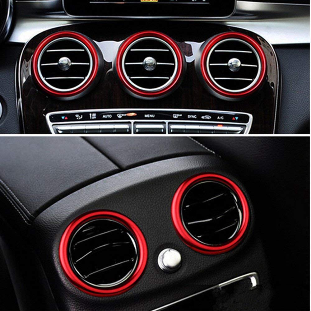 Demillo 7Pc Aluminum Air Conditioner Vent/Opening Outer Trim Decoration Covers For 2015-Up Mercedes W205 C-Class, 2016-Up Glc Cl
