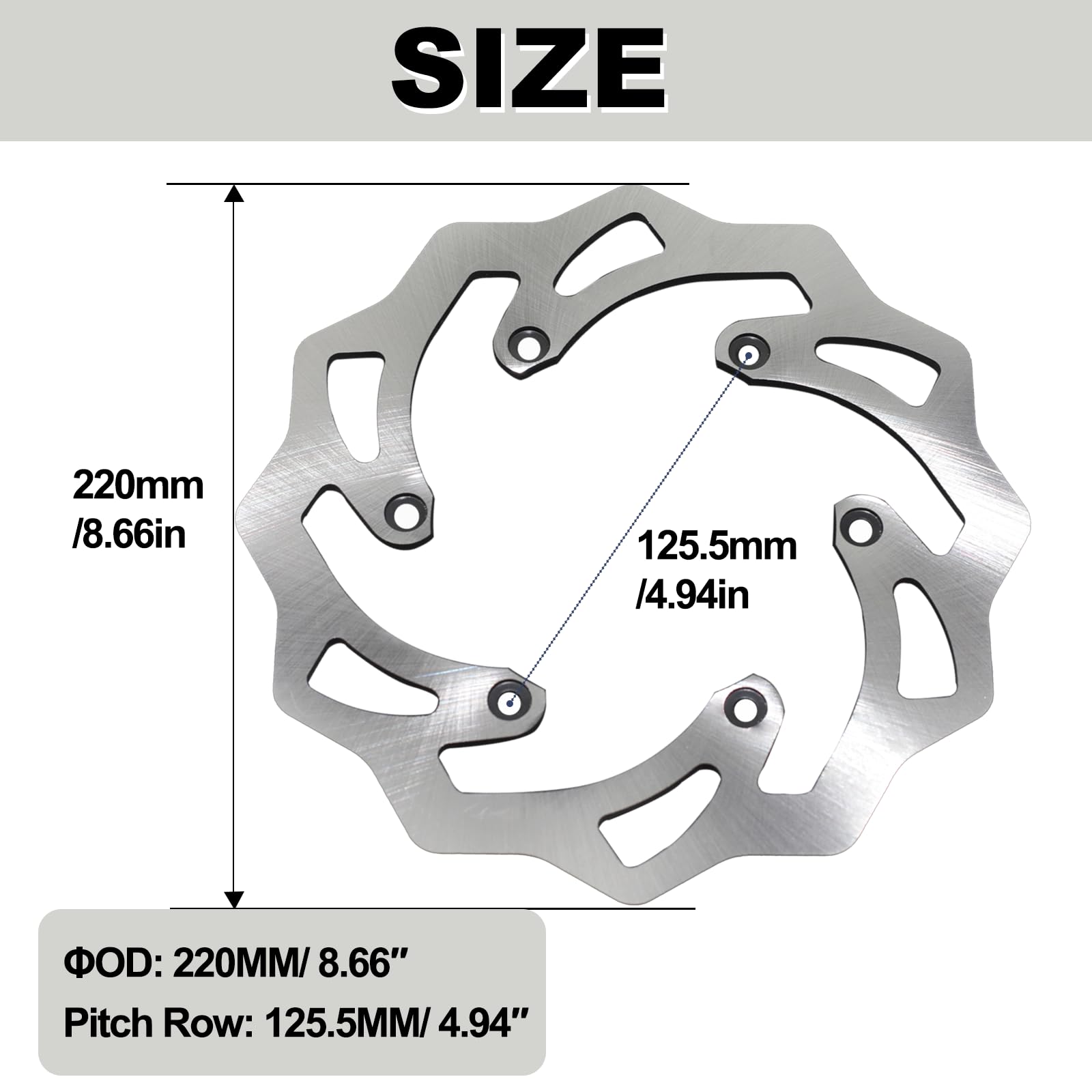 Coimoviol 220Mm Rear Brake Disc Rotor Compatible With Ktm 125 250 350 450 500 1994-2022, Husqvarna 125-501 Fe/Te/Fc/Tc/Tx/Fx, Hu