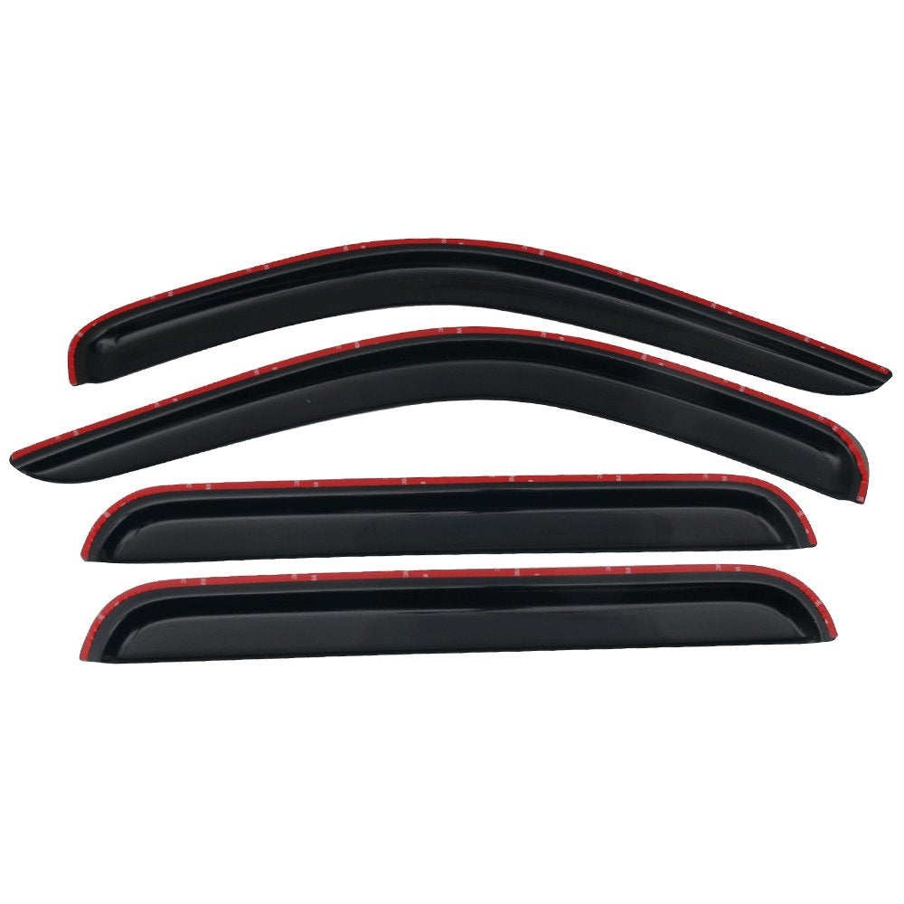 IKON MOTORSPORTS Tape On External Window Visor, Compatible with 1998-2004 Dodge Durango, Dakota Crew cab, Slim Style Acrylic Smo