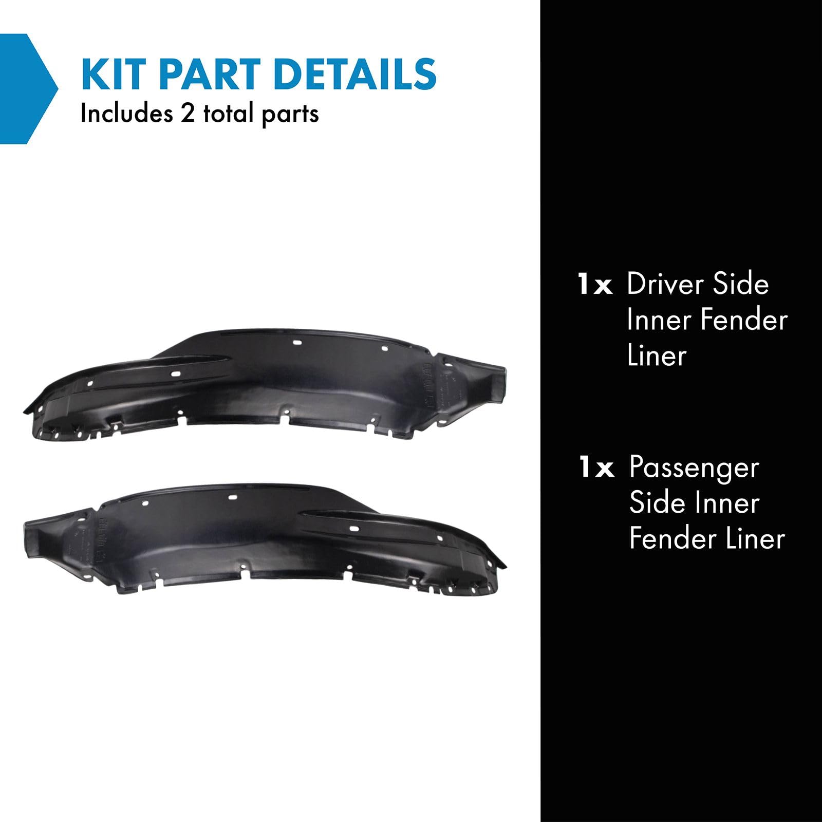 Trq Inner Fender Liner Set Compatible With 2000-2004 Mitsubishi Montero Sport Mi1248108 Mi1249108