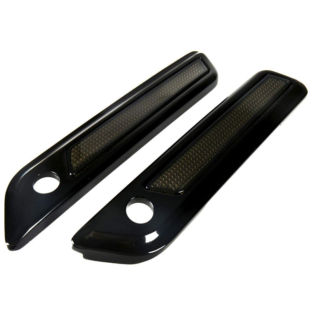 Black Saddlebag Outer Lid Hinge Latch Covers For Harley Touring Electra Road Street Glide 2014-2021 (Black Smoke)