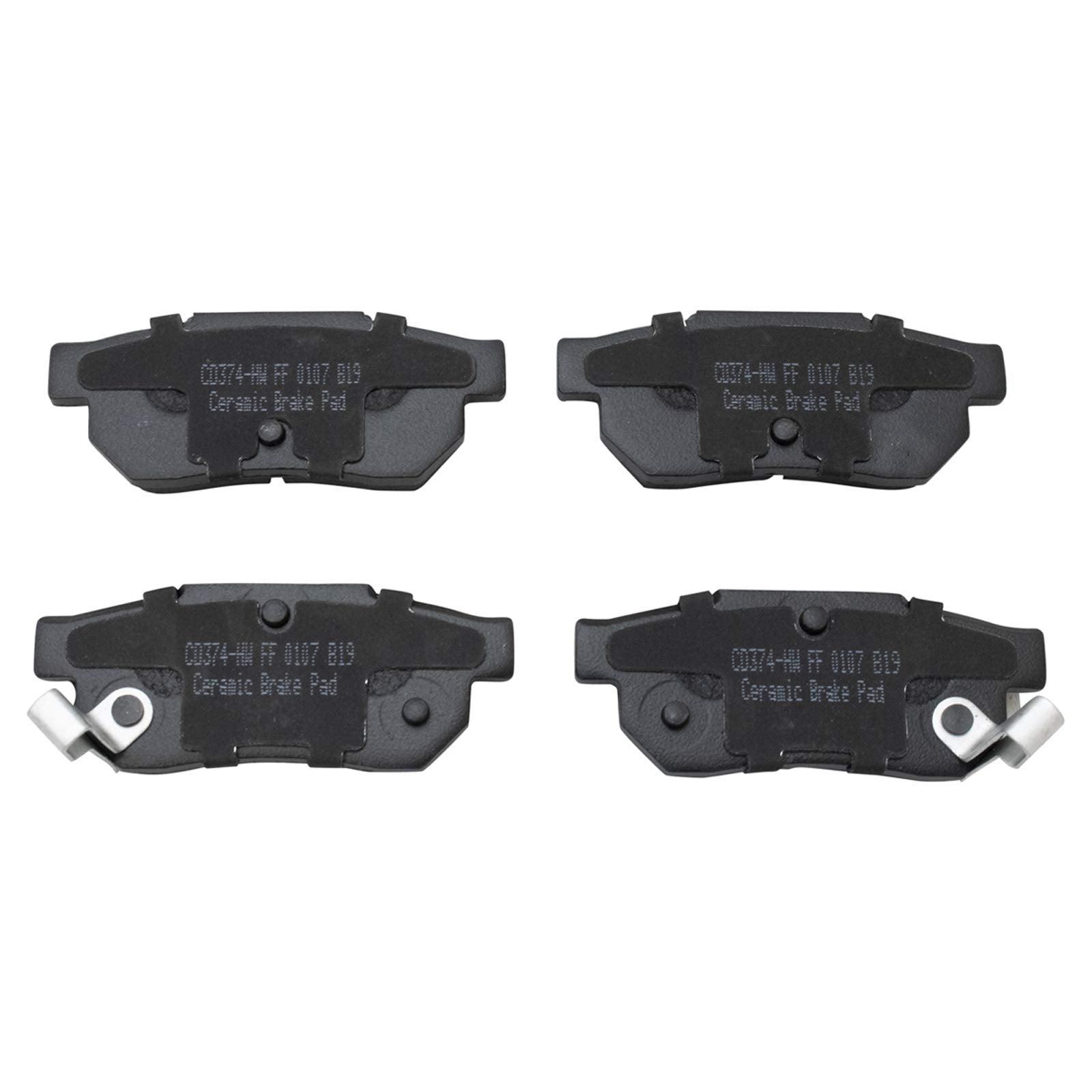 TRQ Rear Brake Pads Ceramic Compatible with 1990-2001 Acura Integra 1988-2001 Honda Civic 1993-1997 Civic del Sol 1988-1991 CRX