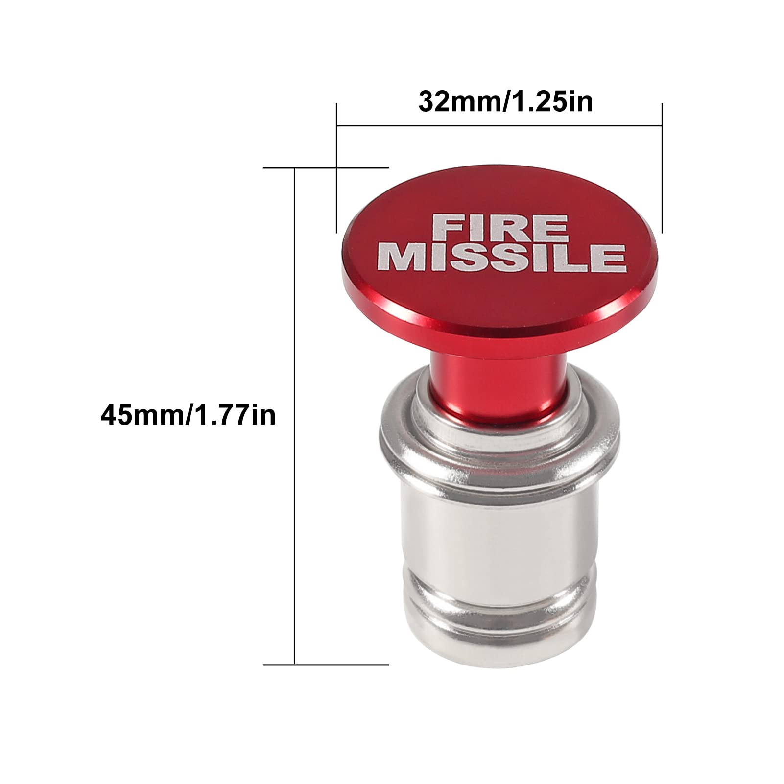 MELIFE Fire Missiles Button Car Lighter, Anodized Aluminum, Universal 12V Replacement, Red, Model Fire Missiles-01