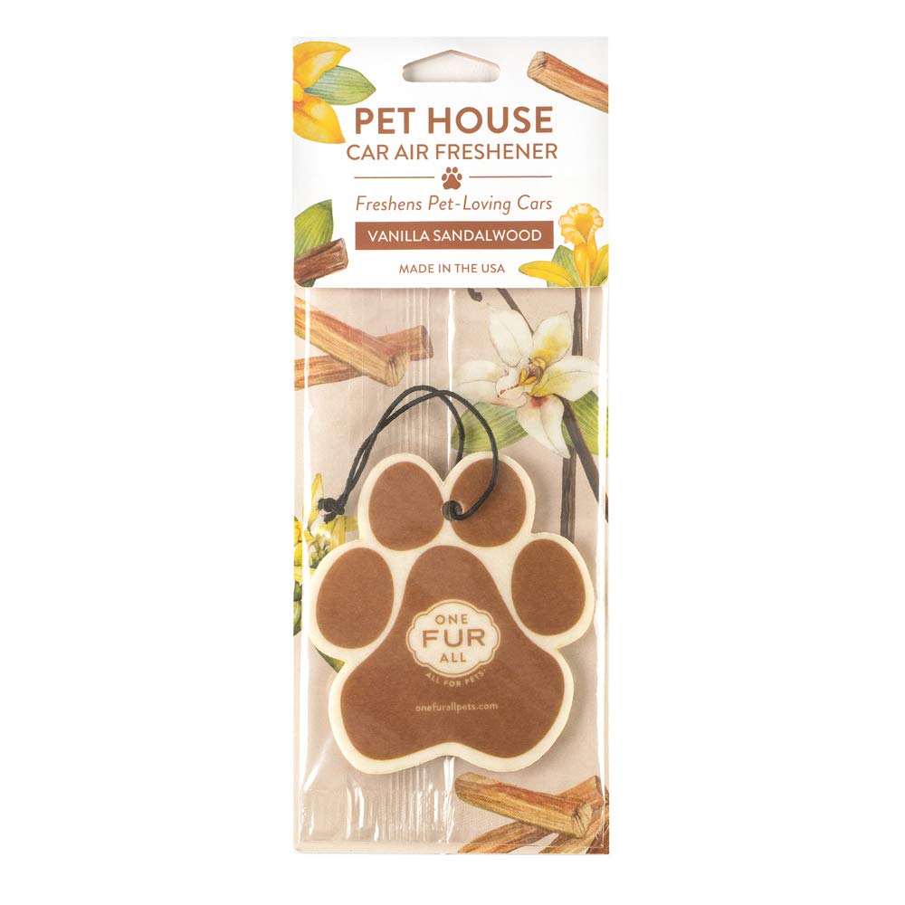 One Fur All Pet House & Car Air Freshener - Vanilla Sandalwood Pack Of 4 - Non-Toxic & Pet-Friendly Odor Eliminator For Small Sp