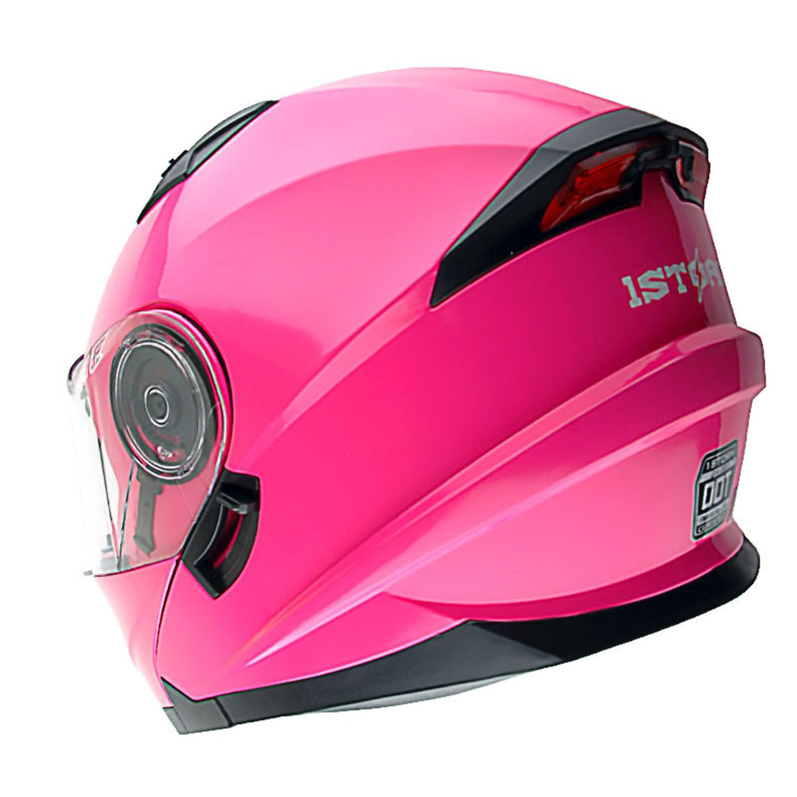 1Storm Modular Full Face Motorcycle Helmet, Large, Glossy Pink, Thermoplastic, Dual Visor, Rechargeable LED Tail Light