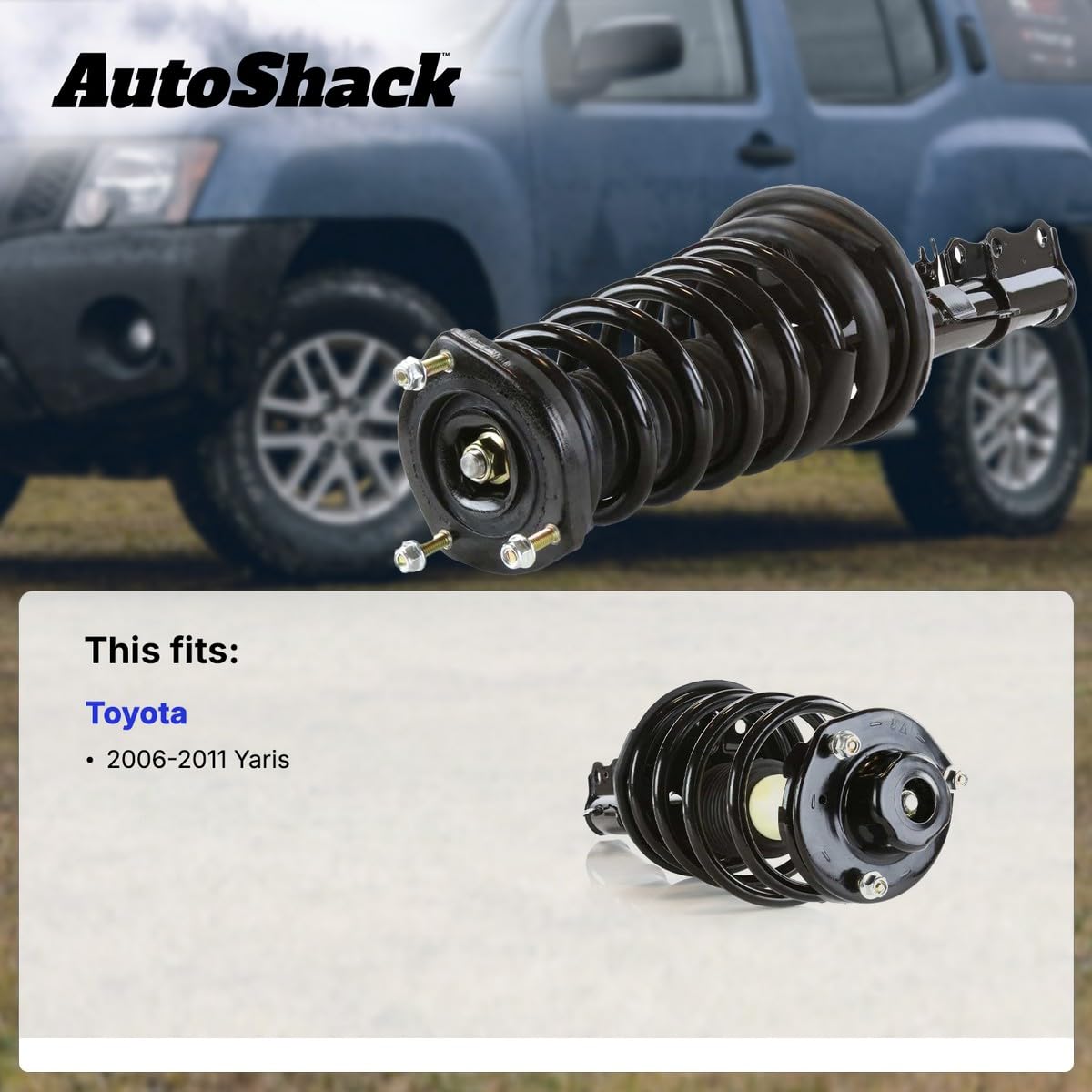 Auto Shack Front Complete Struts Coil Springs Assembly Pair for 2006-2011 Toyota Yaris 1.5L FWD, Black, Model CST100388PR