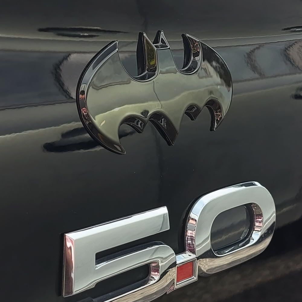 Fan Emblems Batman 3D Car Badge - Black Chrome, 3.8x1.8x0.2 inches, Model FEDC9672-007, Chrome-Finished Polymer Composite