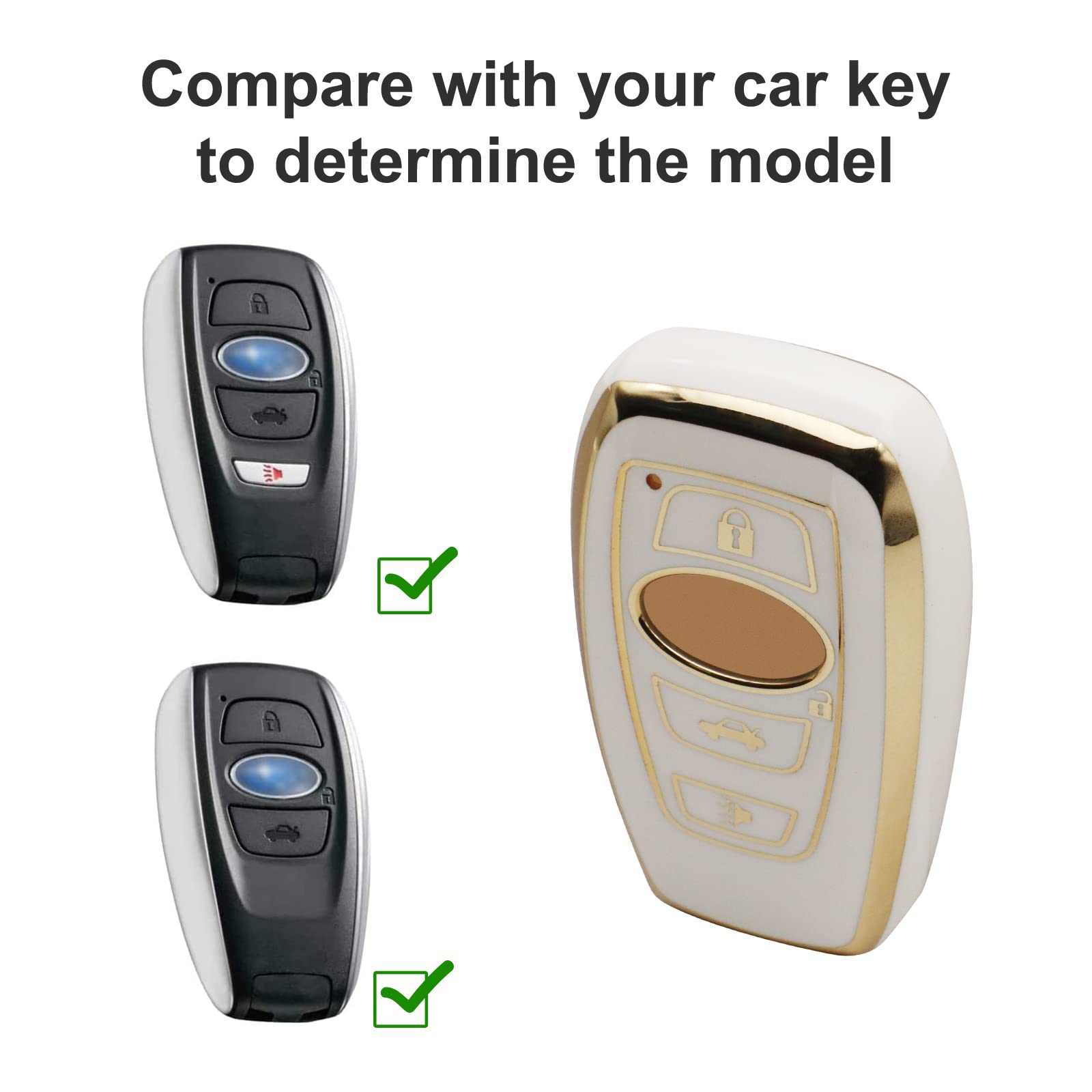 Elegananccy For Subaru Key Fob Cover, Soft Full Protection Key Case Shell With Keychain Compatible With Ascent Brz Crosstrek Forester Impreza Legacy Outback Wrx Sti Smart Key (White)