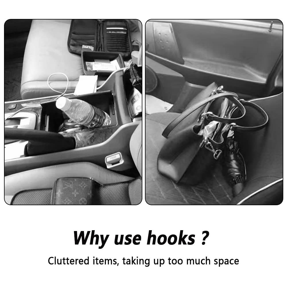 NHHC Utility Car Headrest Hooks - 33lb Capacity, Carbon Fiber, ABS Material - Organizer for Purses, Bags, Coats, & Groceries