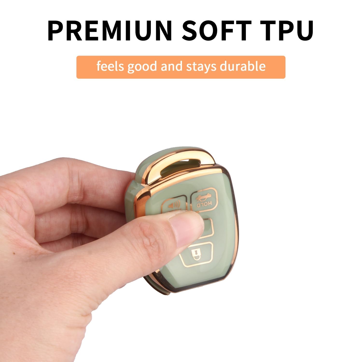 Mild East Key Fob Cover For Toyota With Metal Key Chain, Soft Tpu Easy To Press Key Fob Shell Case For 2012-2019 Camry Corolla R