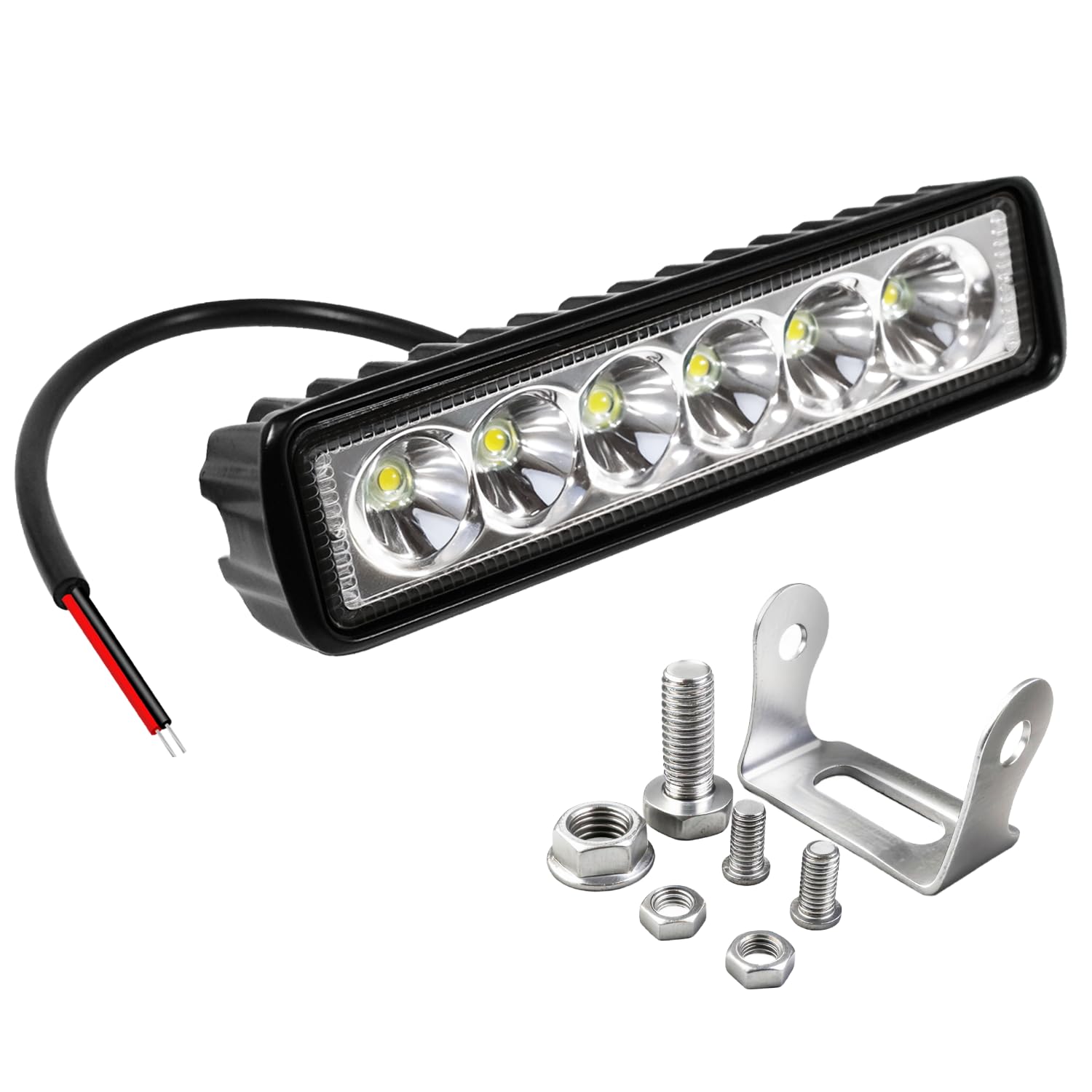GZ5CG 6 Inch Led Light Bar Spot Beam Aluminum Housing 6000K White 18W Waterproof 12V 24V Offroad Driving Light Fog Light for Mot