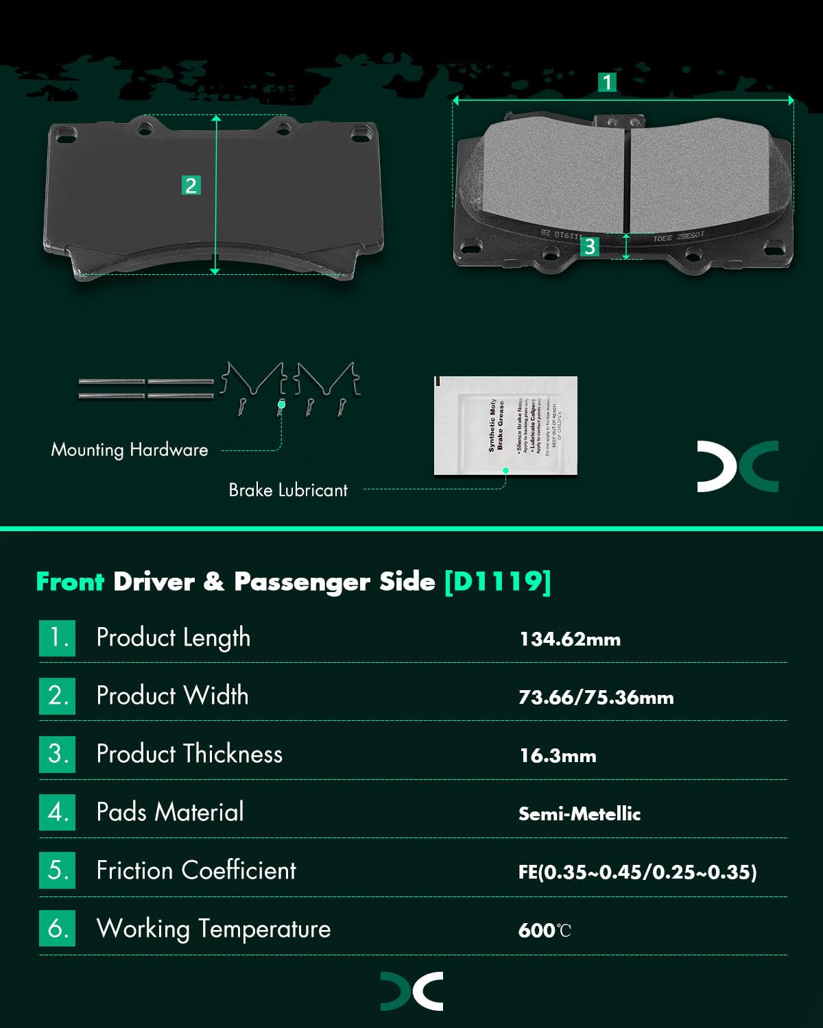 Ceramic Brake Pads Kits,Scitoo 8Pcs Brakes Pads Set Fit For 2006-2010 For Hummer H3,2009-2010 For Hummer H3T