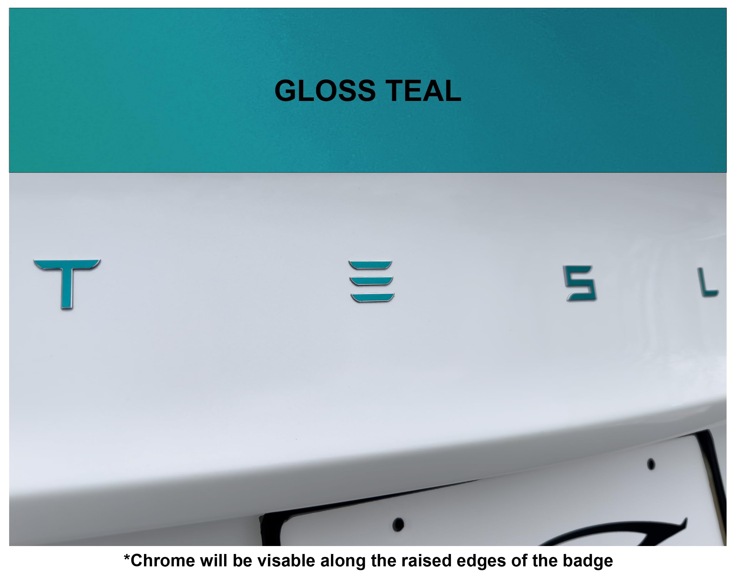 Custom Cut Graphics Vinyl Logo Wrap for Tesla Model 3 (2024+) - Standard Wrap, Gloss Teal, 2 pc-Set