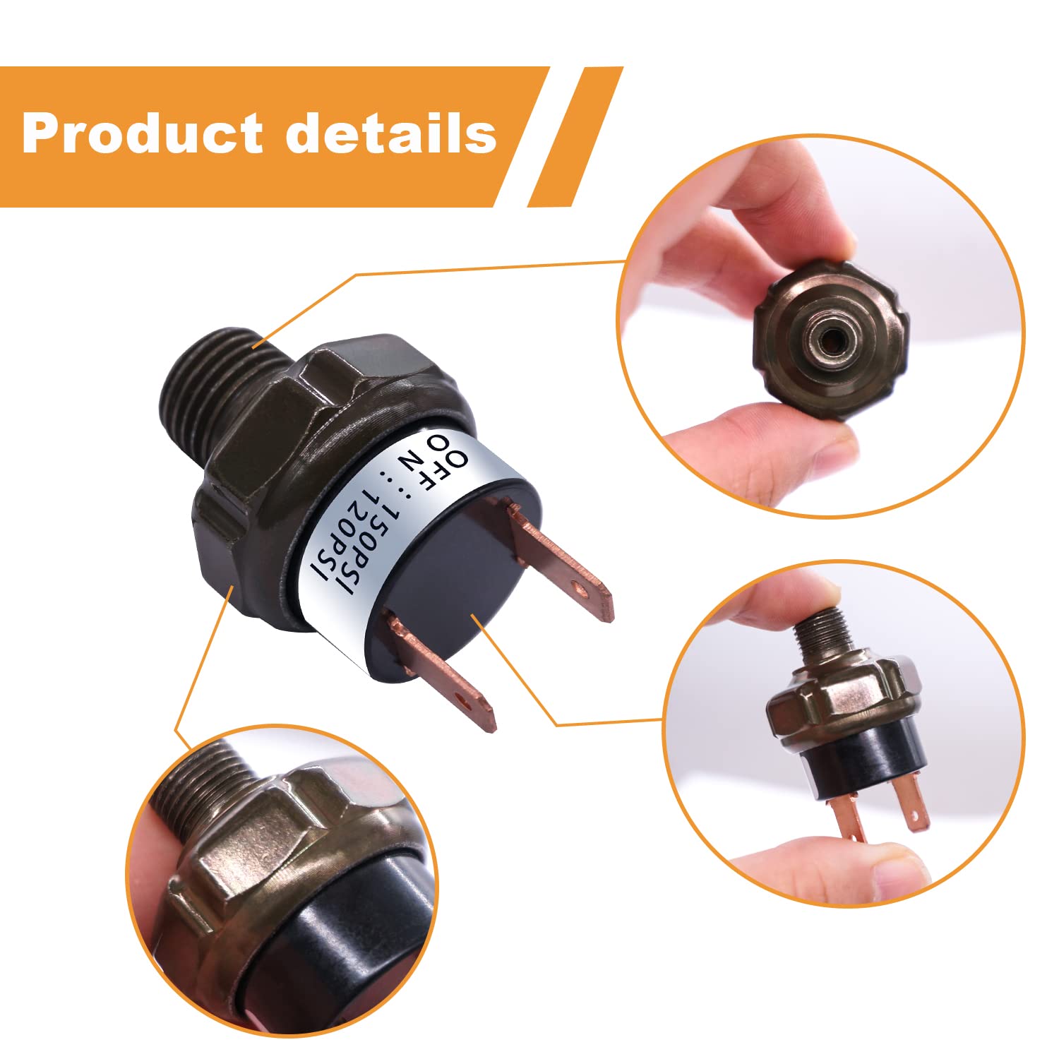 mankk Air Pressure Switch 120-150 PSI 1/4" NPT for Air Compressor & Horn - 24V/12V DC
